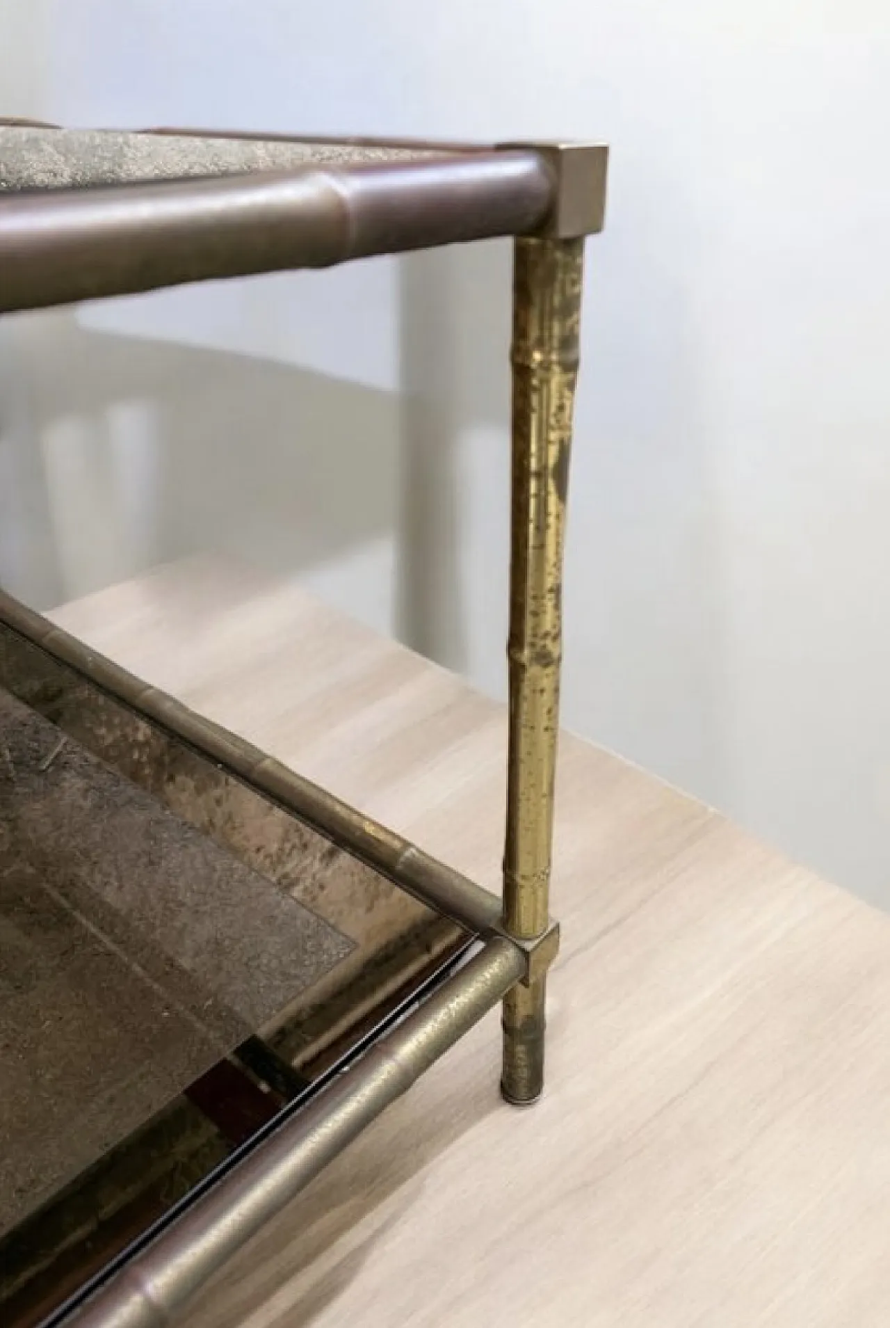 Table fumè glass brass, 70s 7