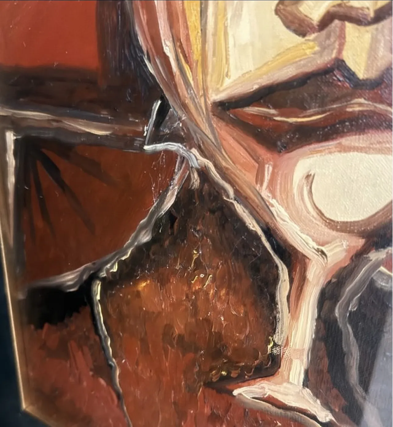 Portrait expressionist style abstract oil on cusiman canvas 79 5