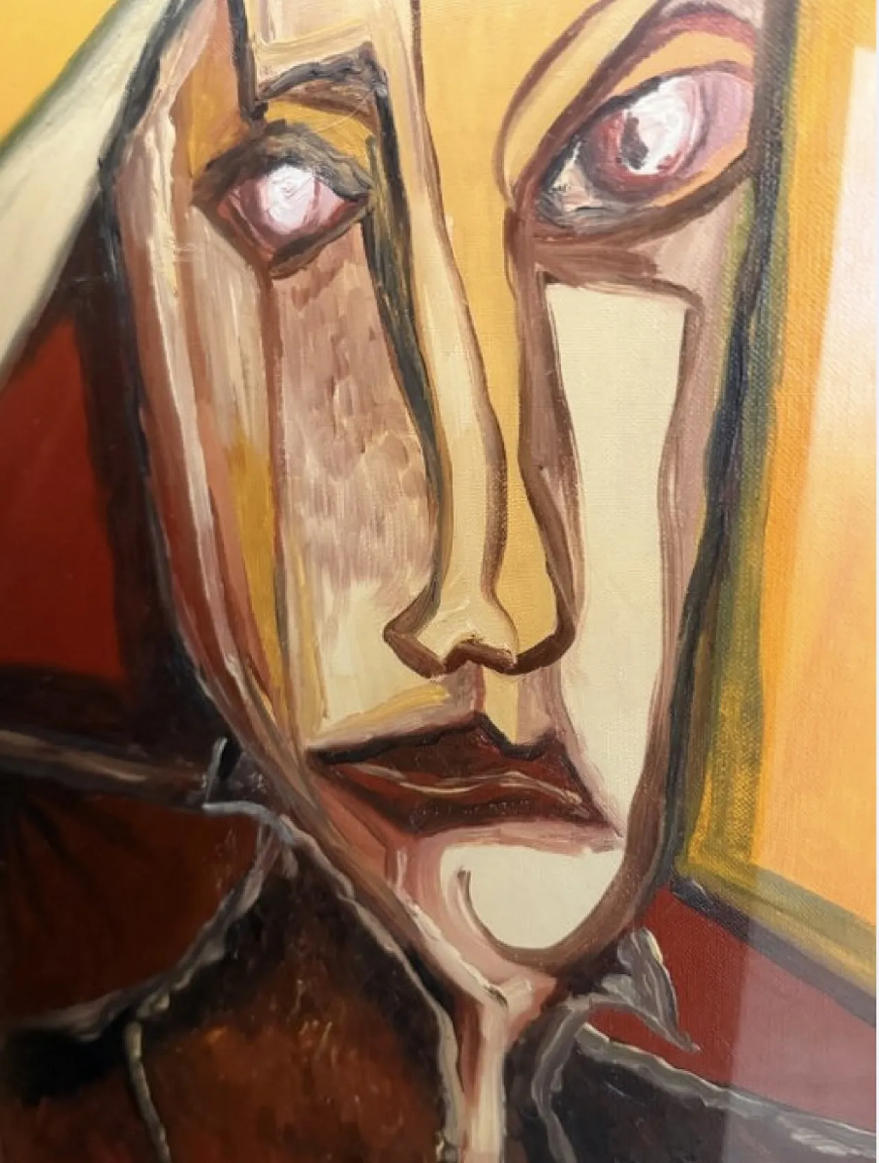 Portrait expressionist style abstract oil on cusiman canvas 79 6