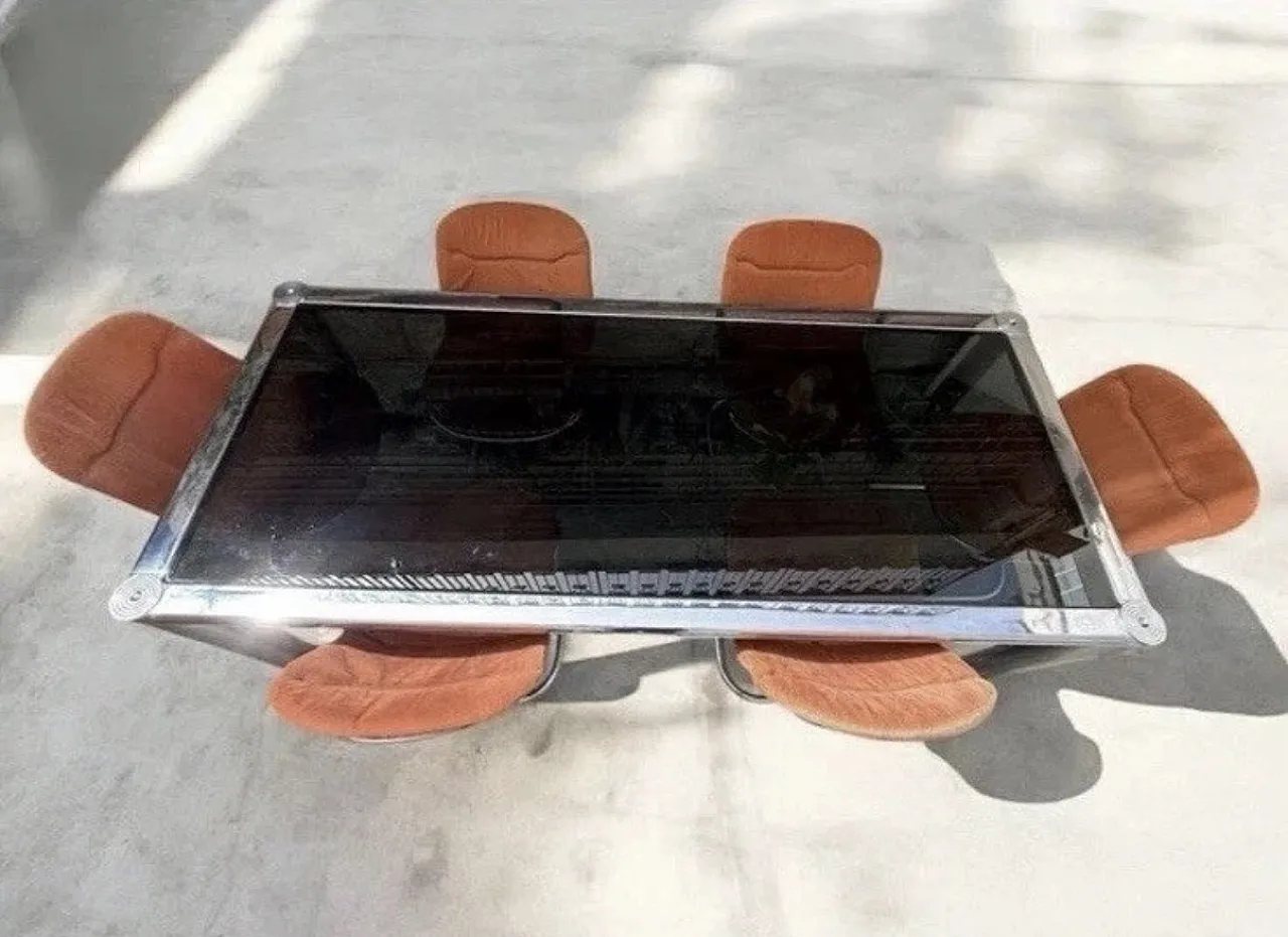 Tavolo da pranzo con 6 sedie di Gastone Rinaldi, anni '70 2