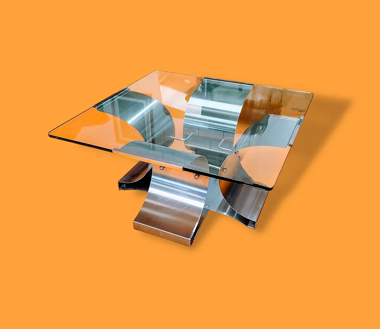 Coffee table by François Monnet for Kappa. 1970. Steel and glass 1