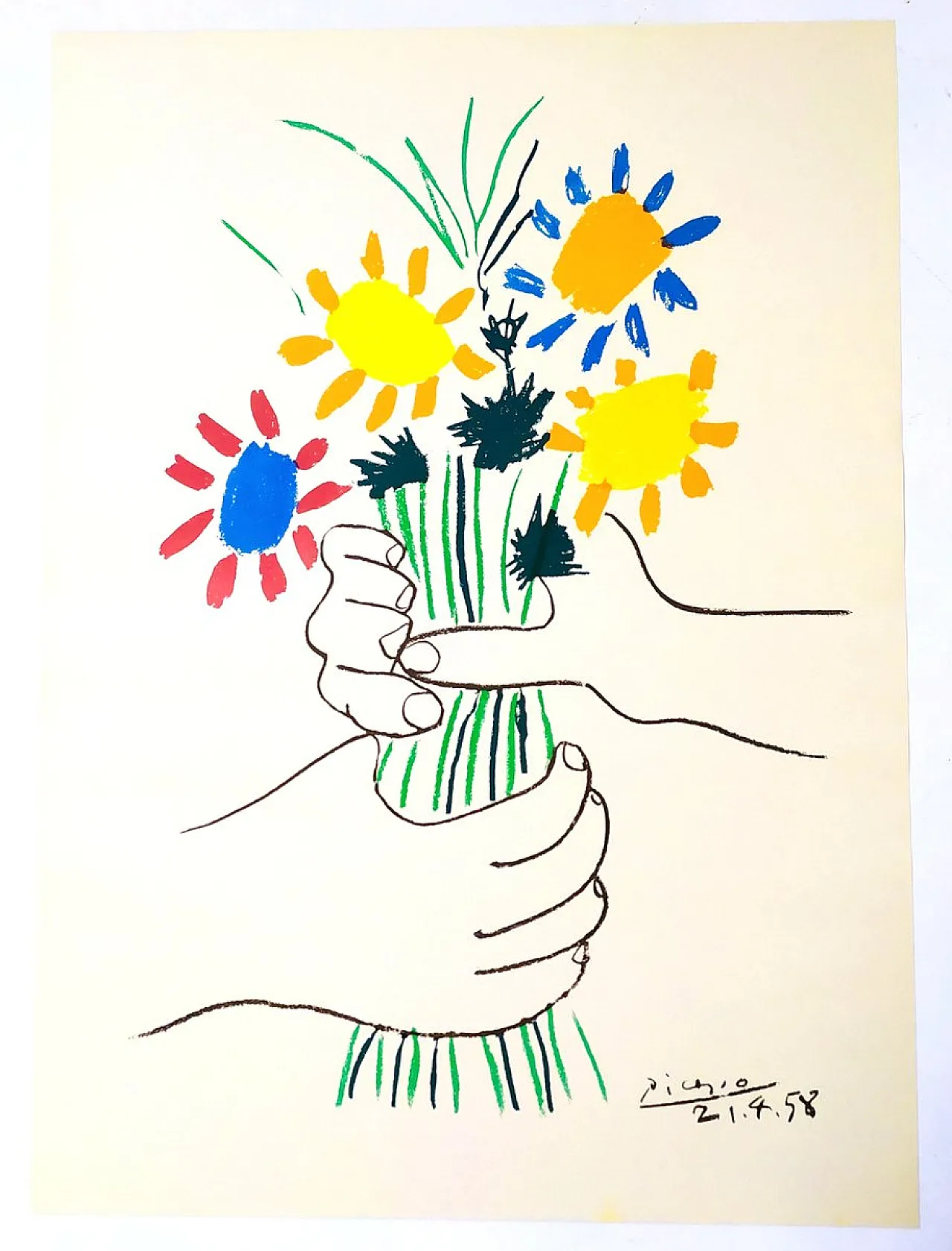 Bouquet of Peace di Pablo Picasso, litografia, anni '50 1