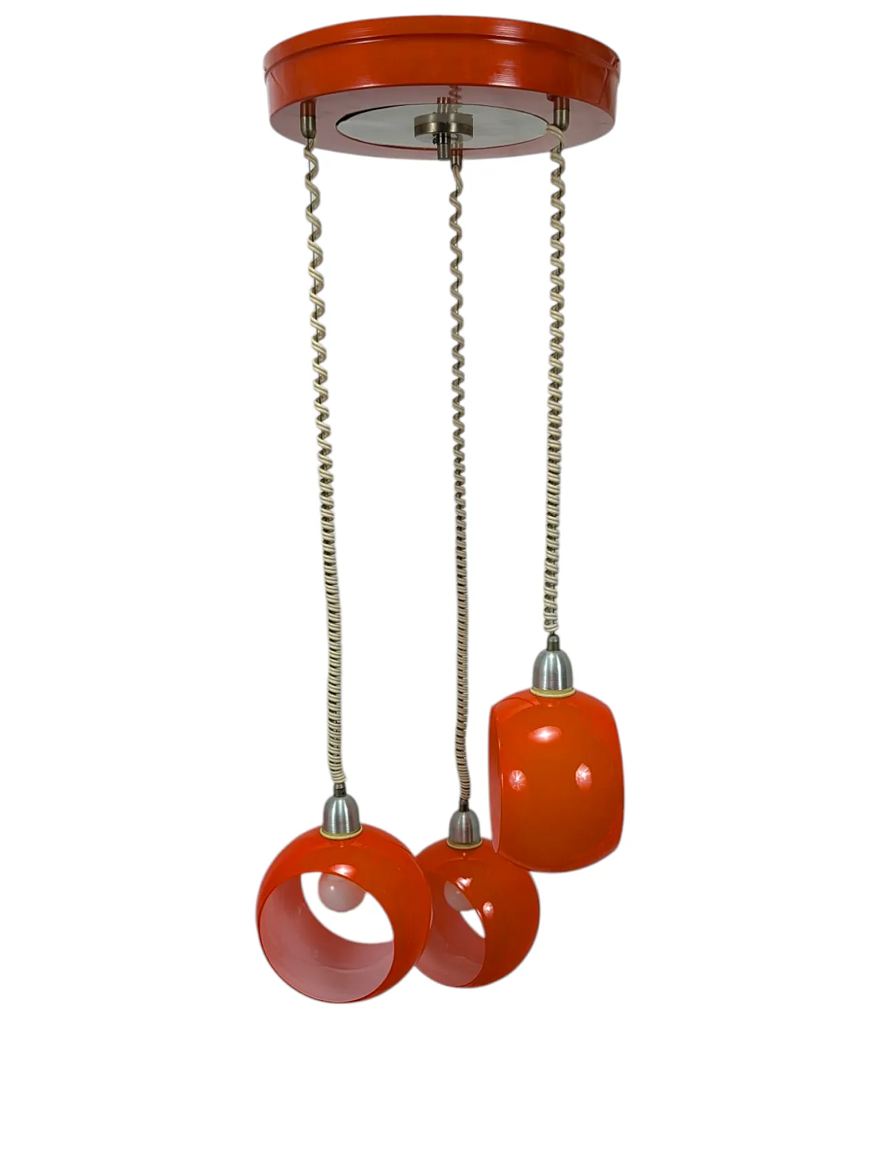 Pair of vintage orange chandeliers 70s 3