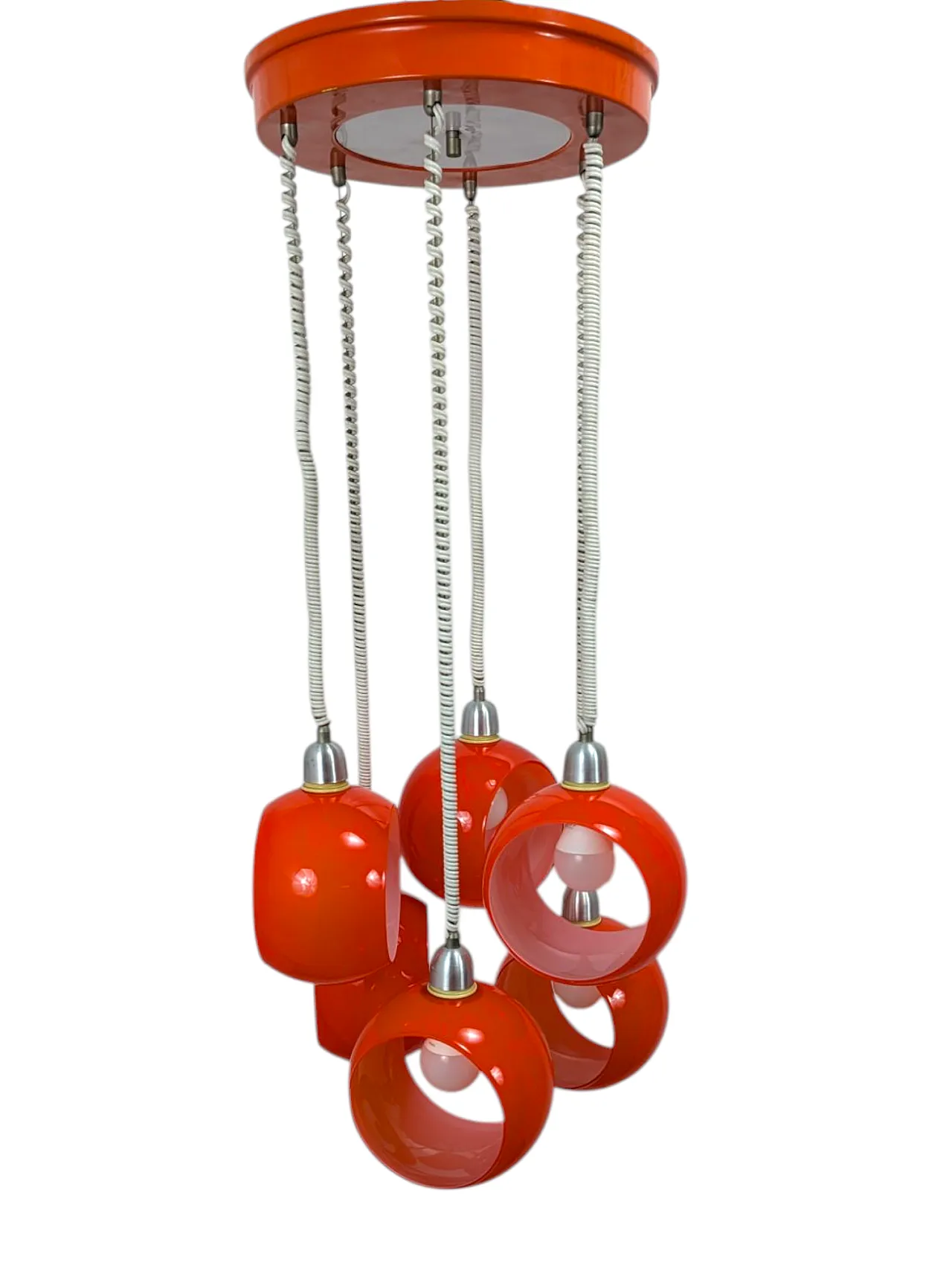 Pair of vintage orange chandeliers 70s 4