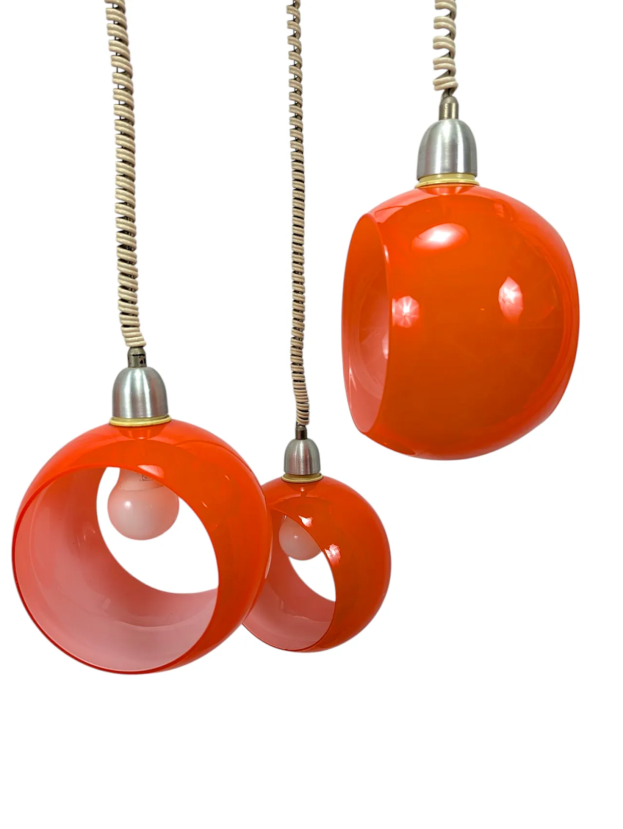 Pair of vintage orange chandeliers 70s 5