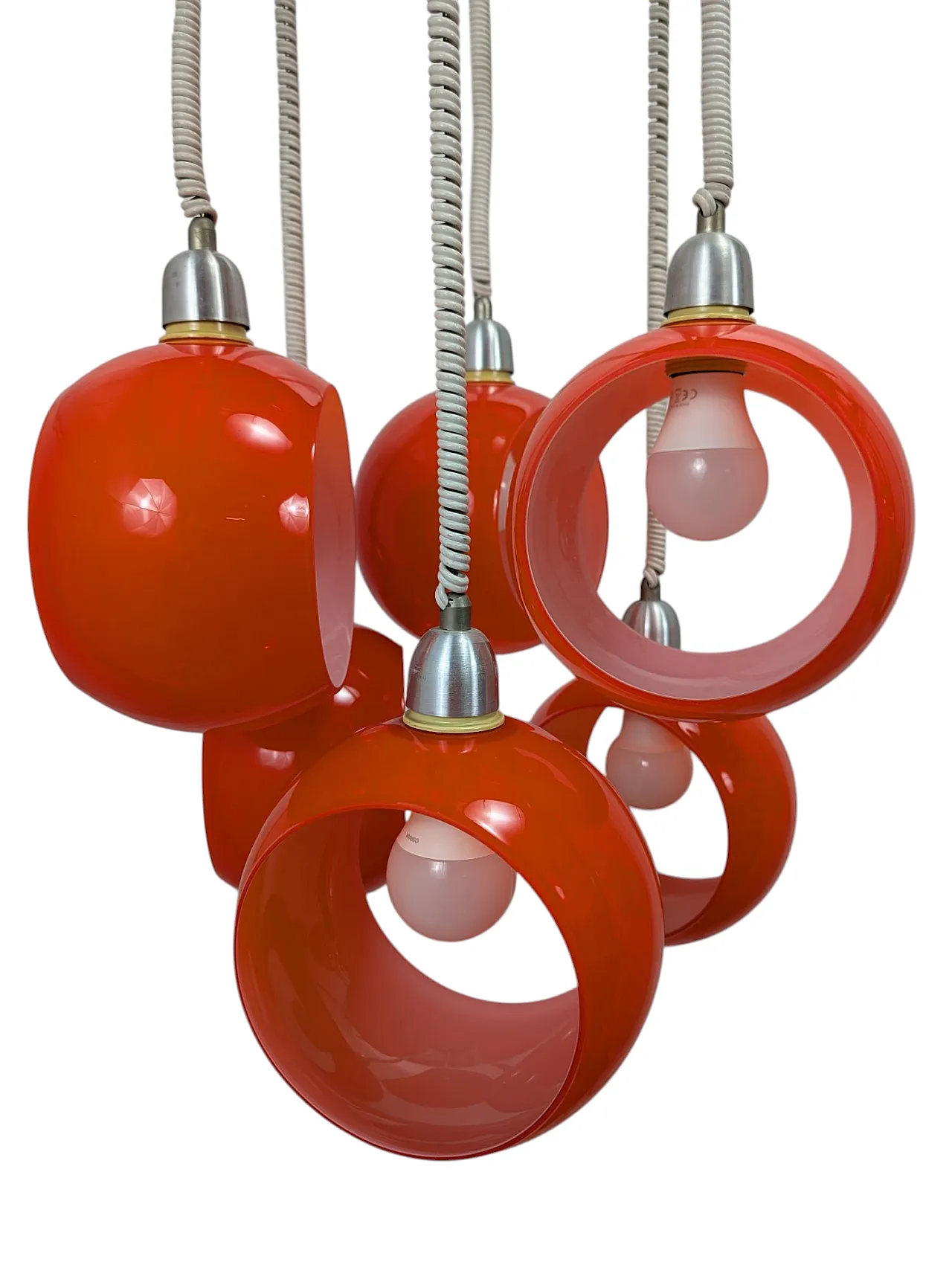 Pair of vintage orange chandeliers 70s 7