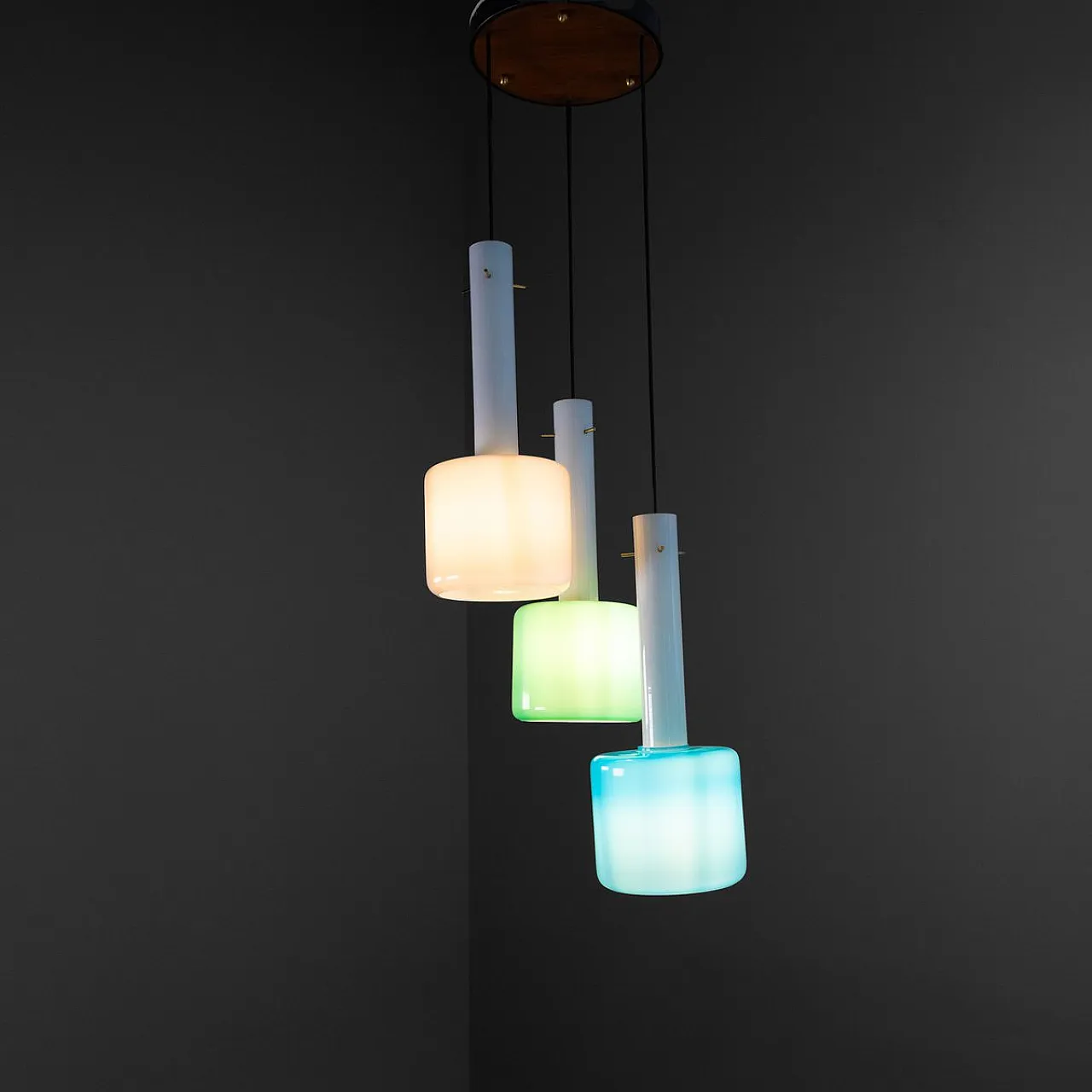 Pendant lamp with colored glass, 1960s 1