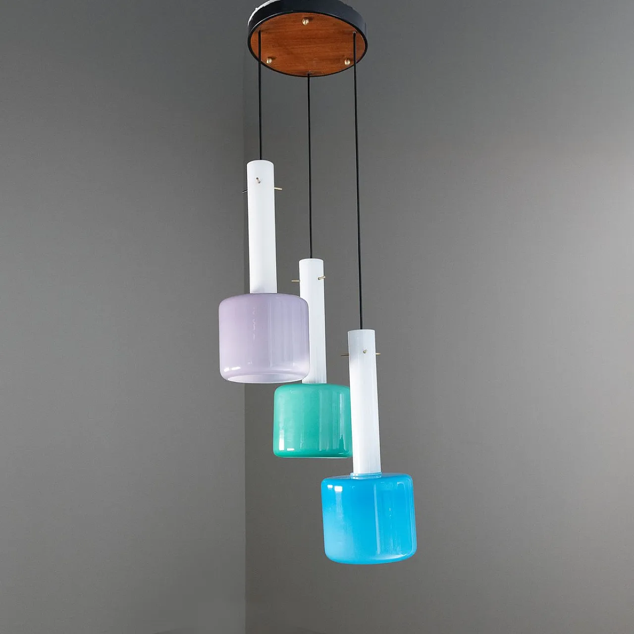 Pendant lamp with colored glass, 1960s 4