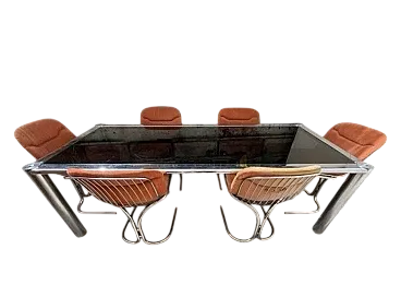 Tavolo da pranzo con 6 sedie di Gastone Rinaldi, anni '70