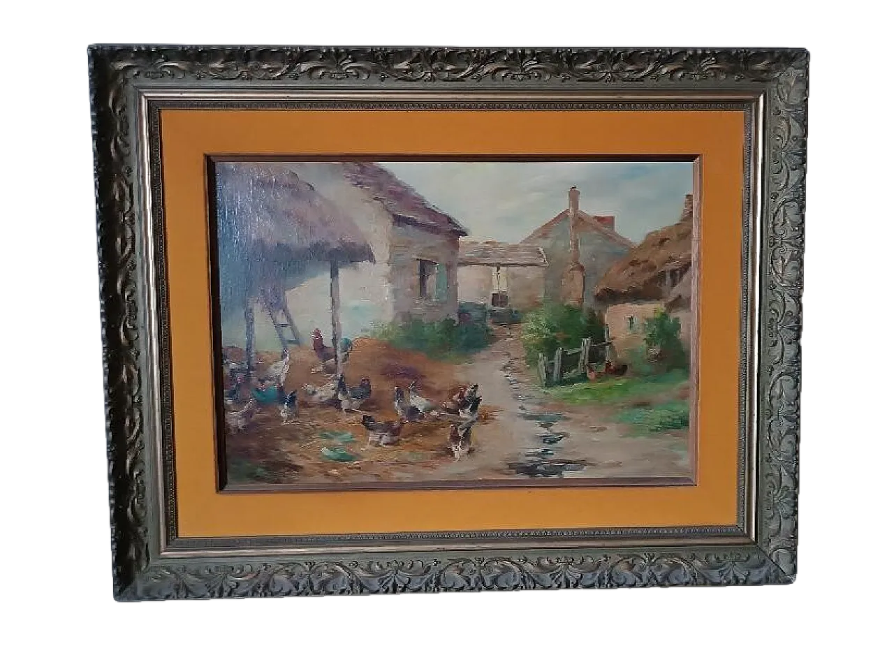 Landscape with Hens by Edmond Van Coppenolle, 19th century 15