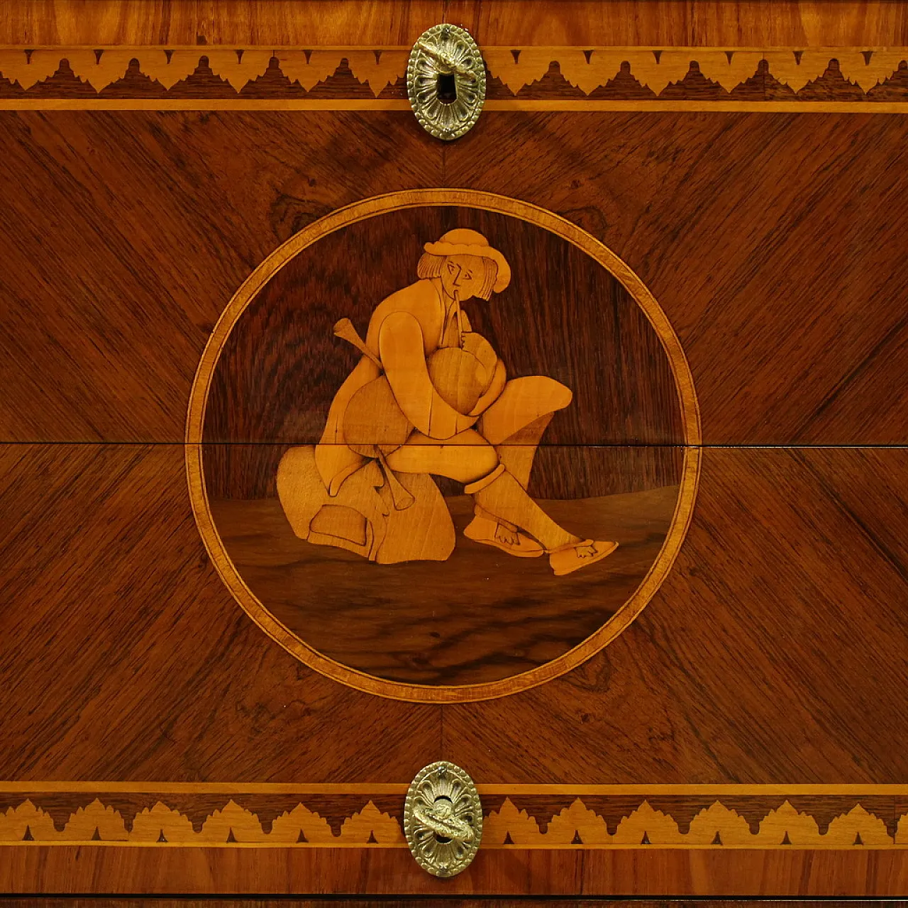 Comò italiano intarsiato in stile Luigi XVI, '900 4