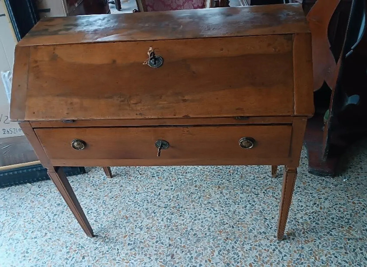 Scrittoio a ribalta in noce massello Luigi XVI, fine '700 8