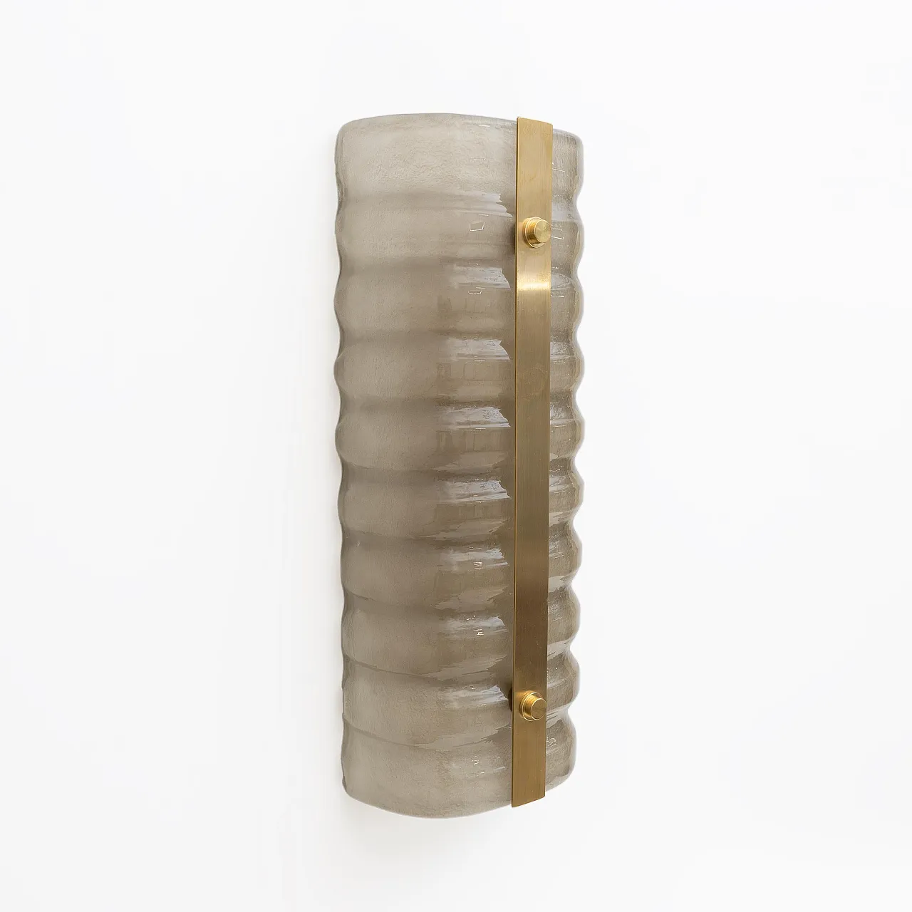 Pair of brass and smoked Murano glass wall sconces, 2000s 3
