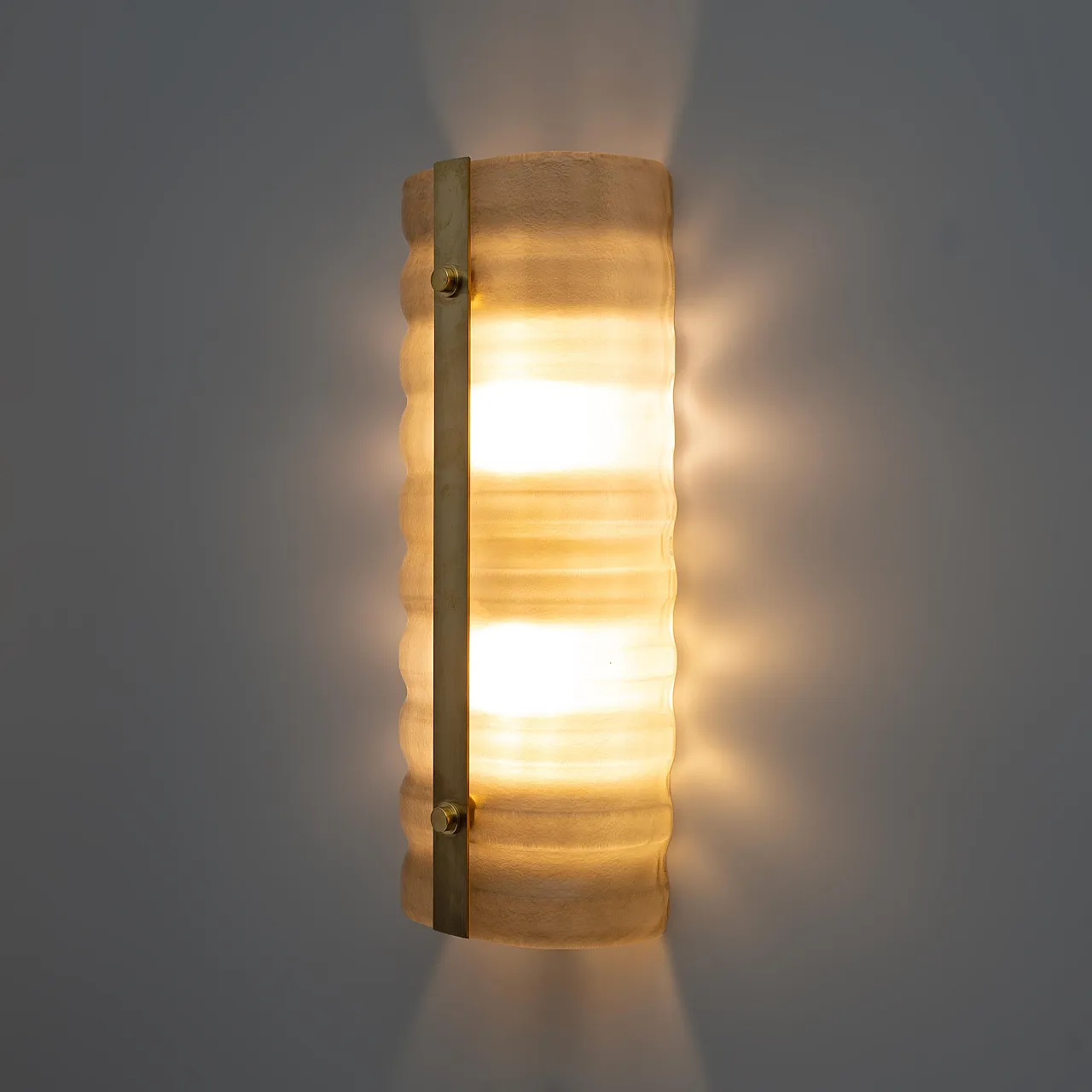Pair of brass and smoked Murano glass wall sconces, 2000s 4