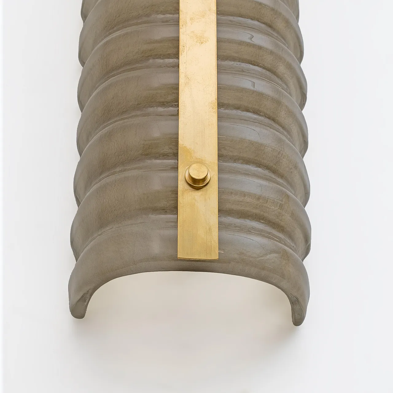 Pair of brass and smoked Murano glass wall sconces, 2000s 7