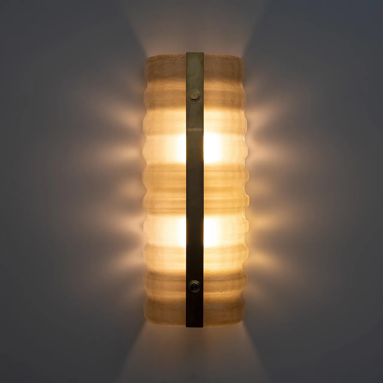 Pair of brass and smoked Murano glass wall sconces, 2000s 8