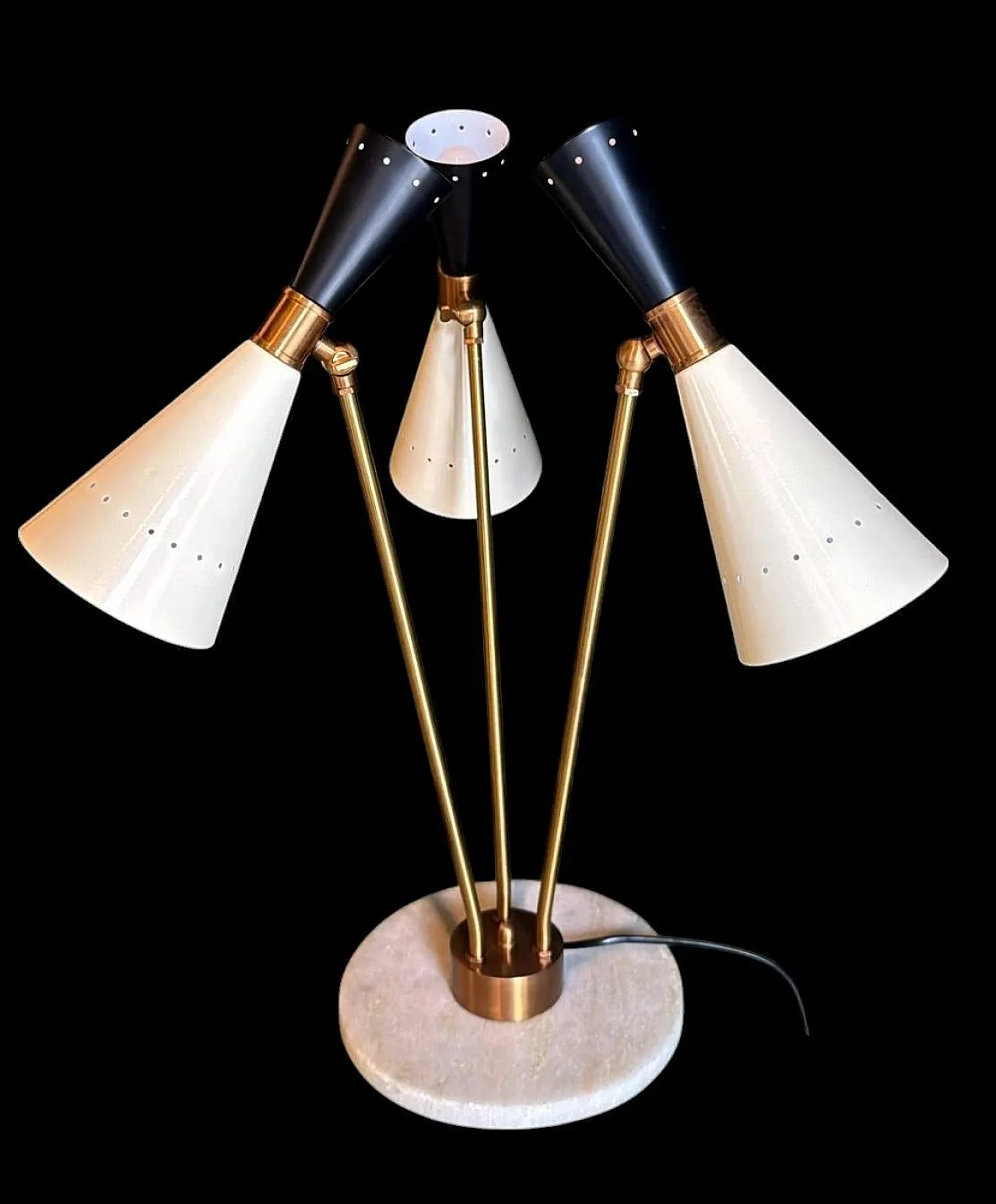 Lampada da tavolo in ottone e marmo in stile Stilnovo, anni 2000 2