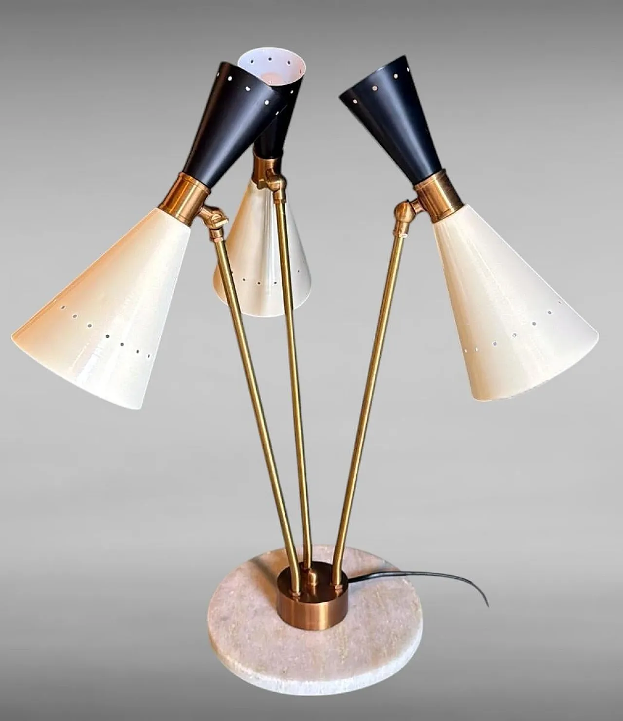 Lampada da tavolo in ottone e marmo in stile Stilnovo, anni 2000 3