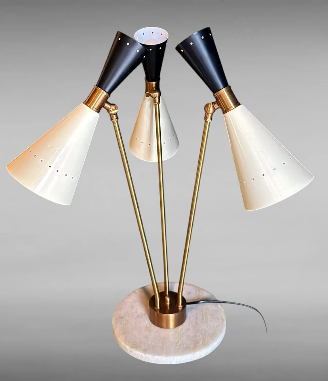 Lampada da tavolo in ottone e marmo in stile Stilnovo, anni 2000 4