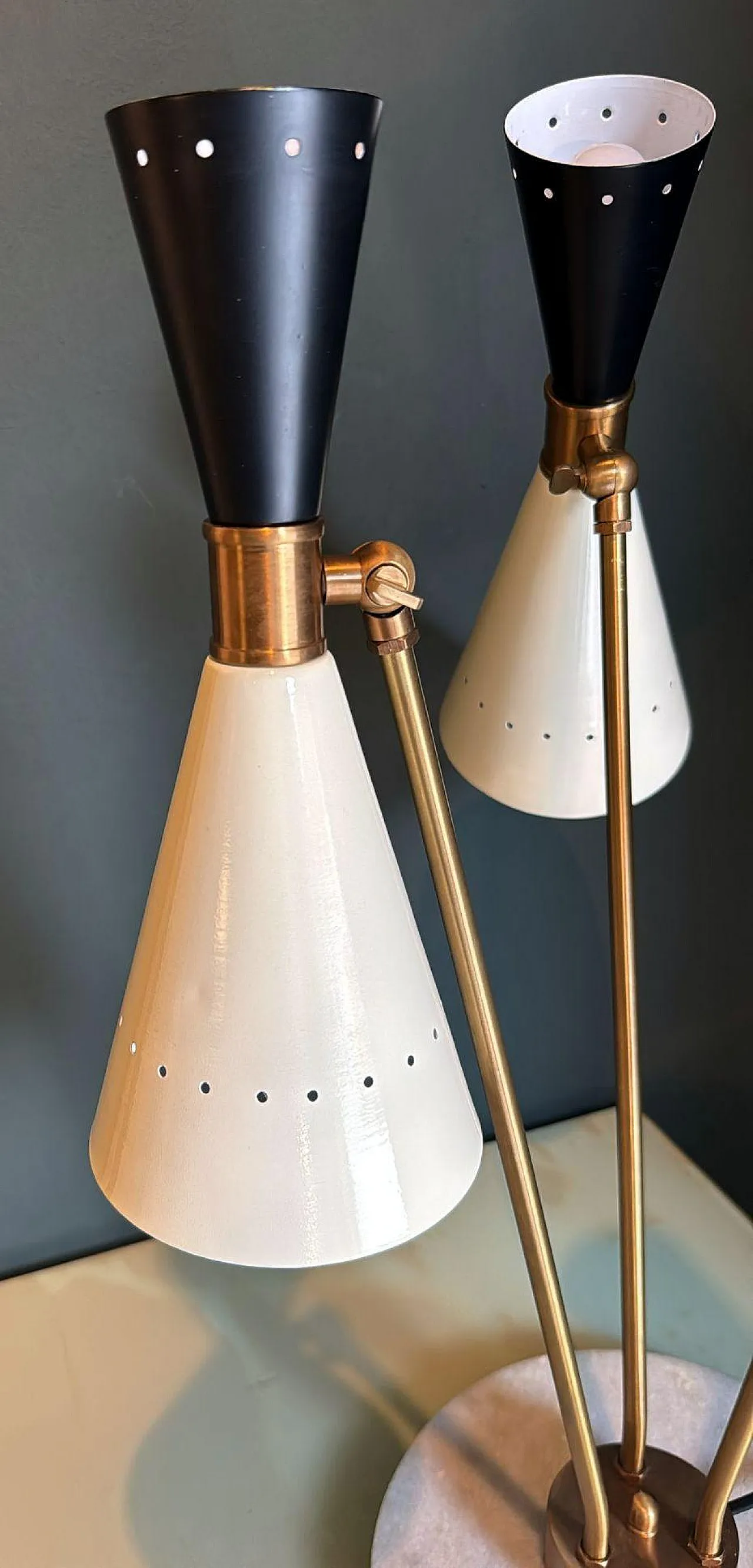 Lampada da tavolo in ottone e marmo in stile Stilnovo, anni 2000 13