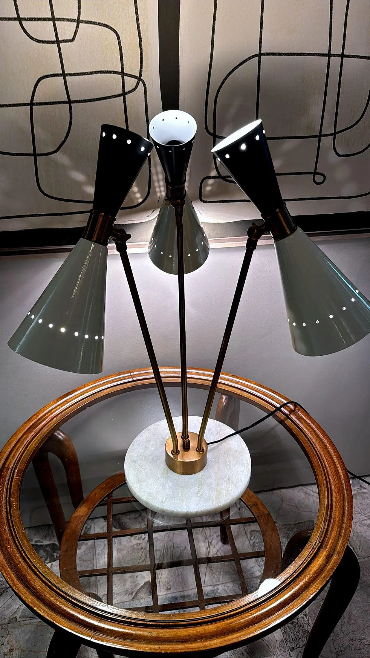 Lampada da tavolo in ottone e marmo in stile Stilnovo, anni 2000 17