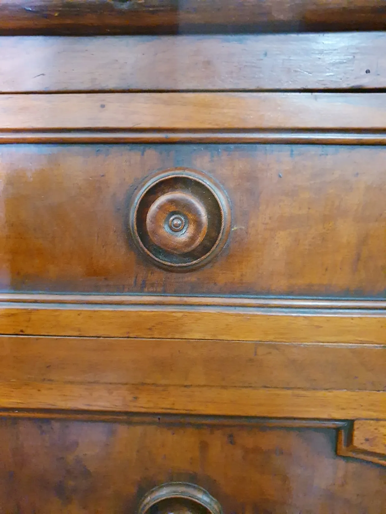 Cassettone Luigi Filippo in Noce Massello e Marmo, Italia, '800 10