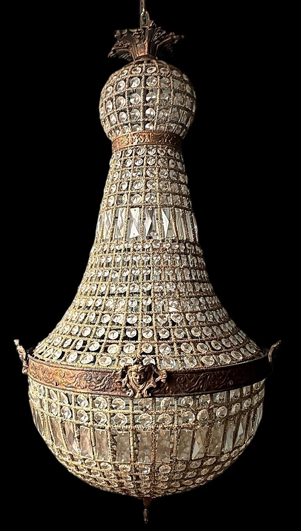 Louis XVI style crystal and brass balloon lamp, 1990s 3