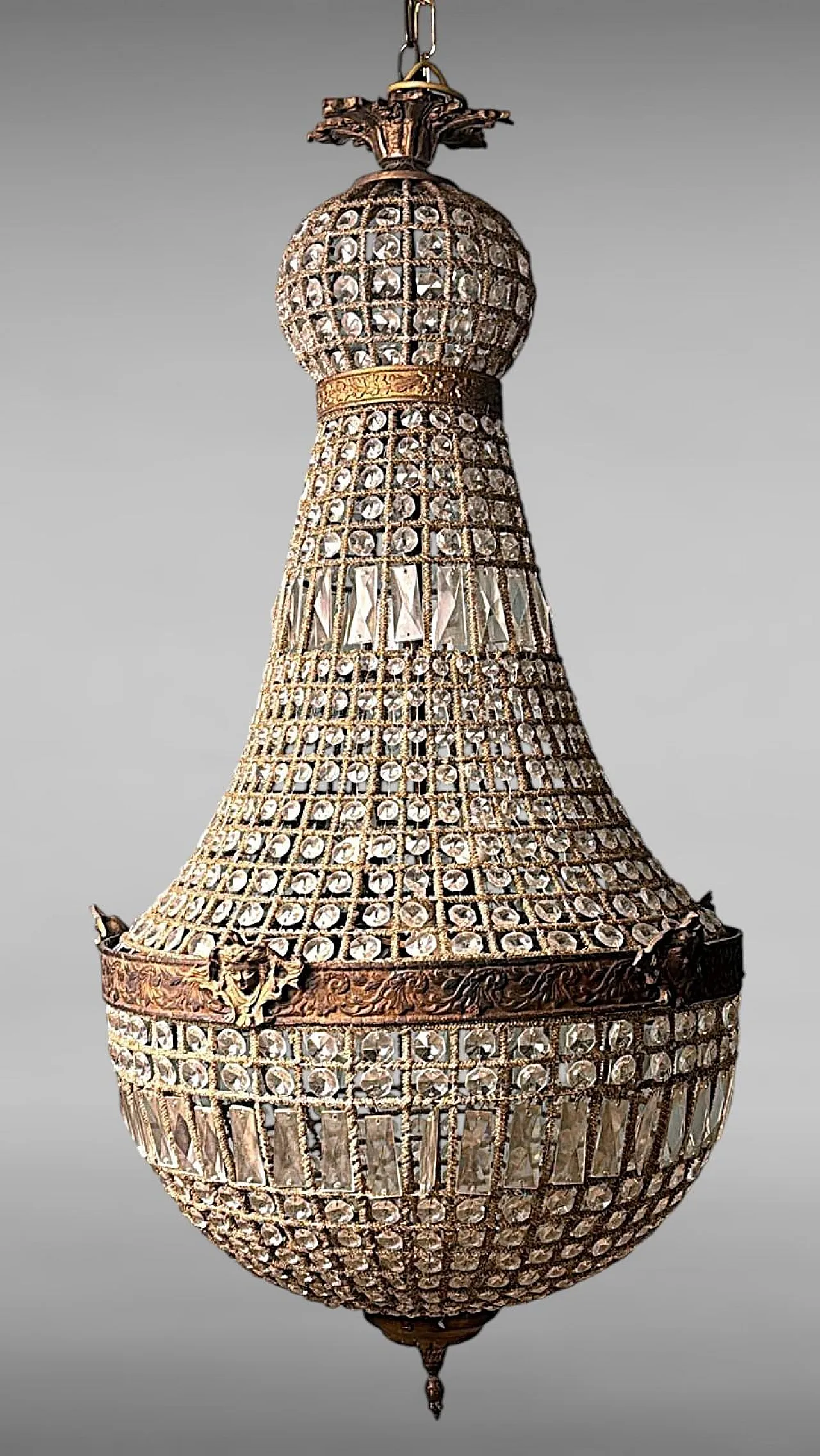 Louis XVI style crystal and brass balloon lamp, 1990s 4