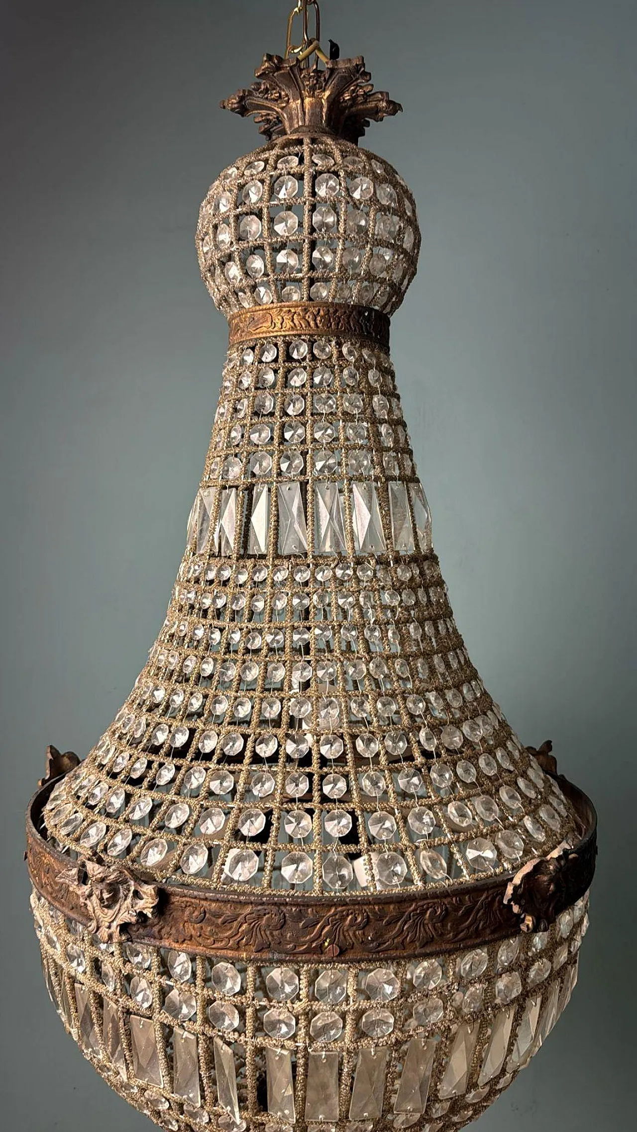 Louis XVI style crystal and brass balloon lamp, 1990s 5