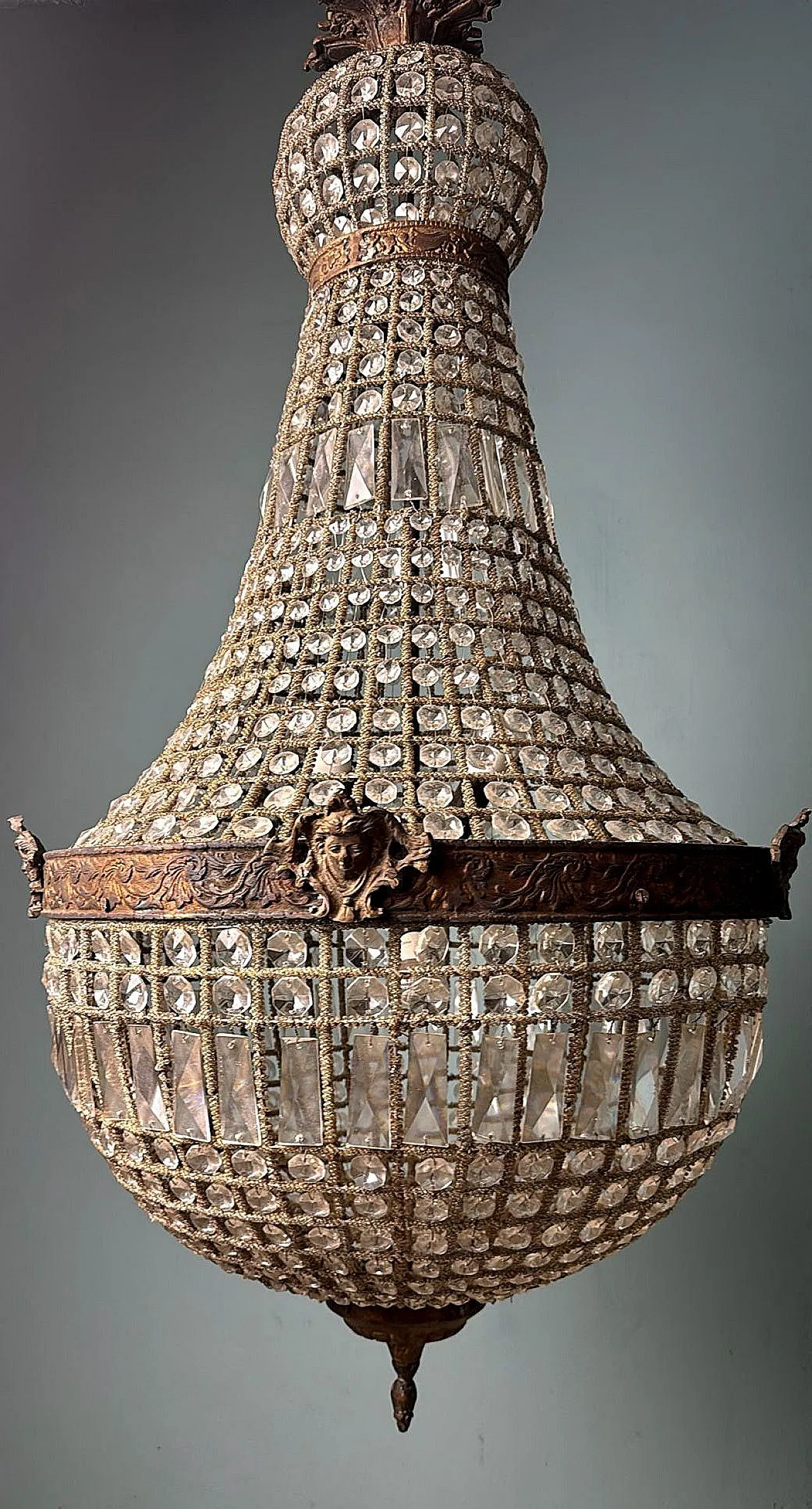 Louis XVI style crystal and brass balloon lamp, 1990s 6