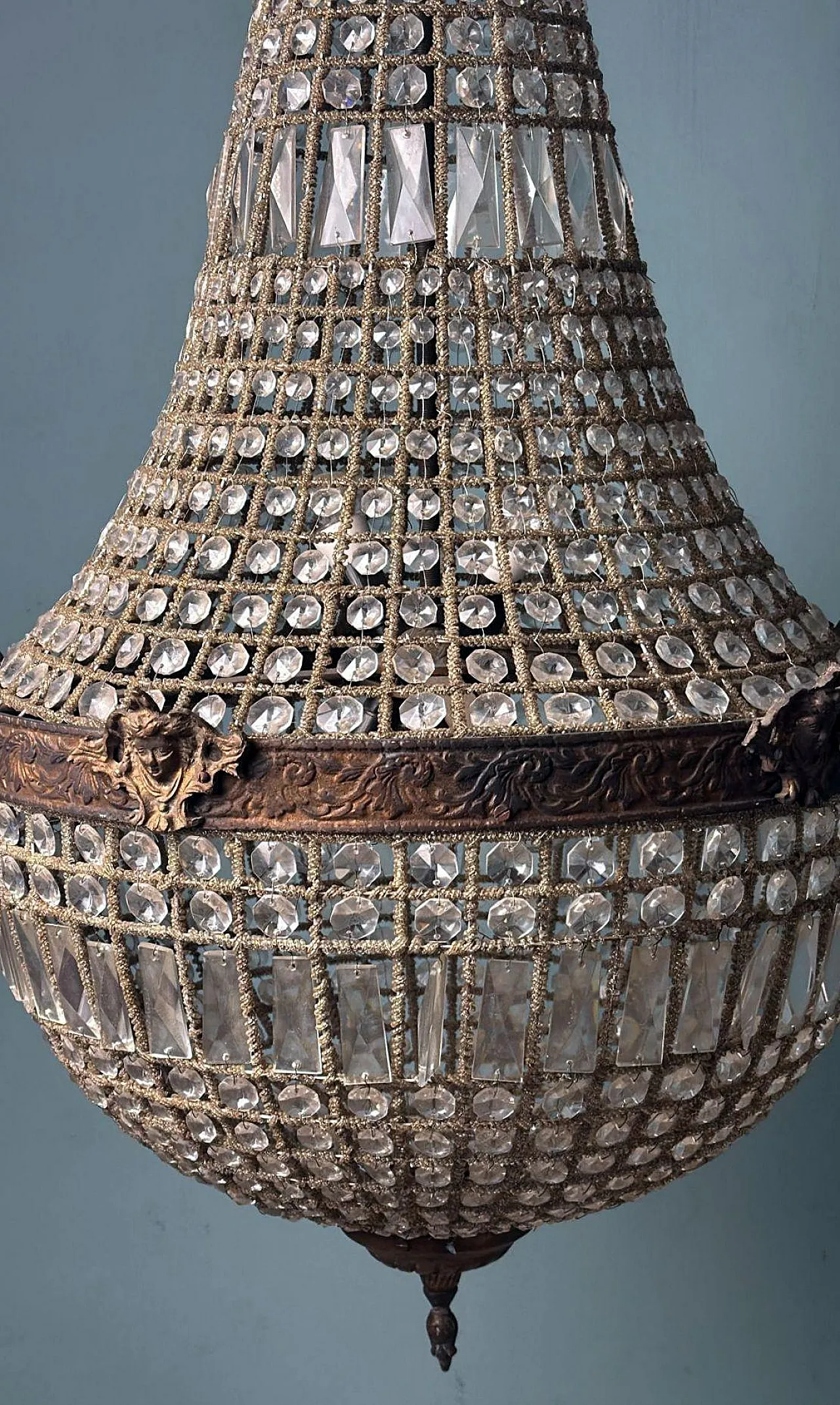 Louis XVI style crystal and brass balloon lamp, 1990s 7