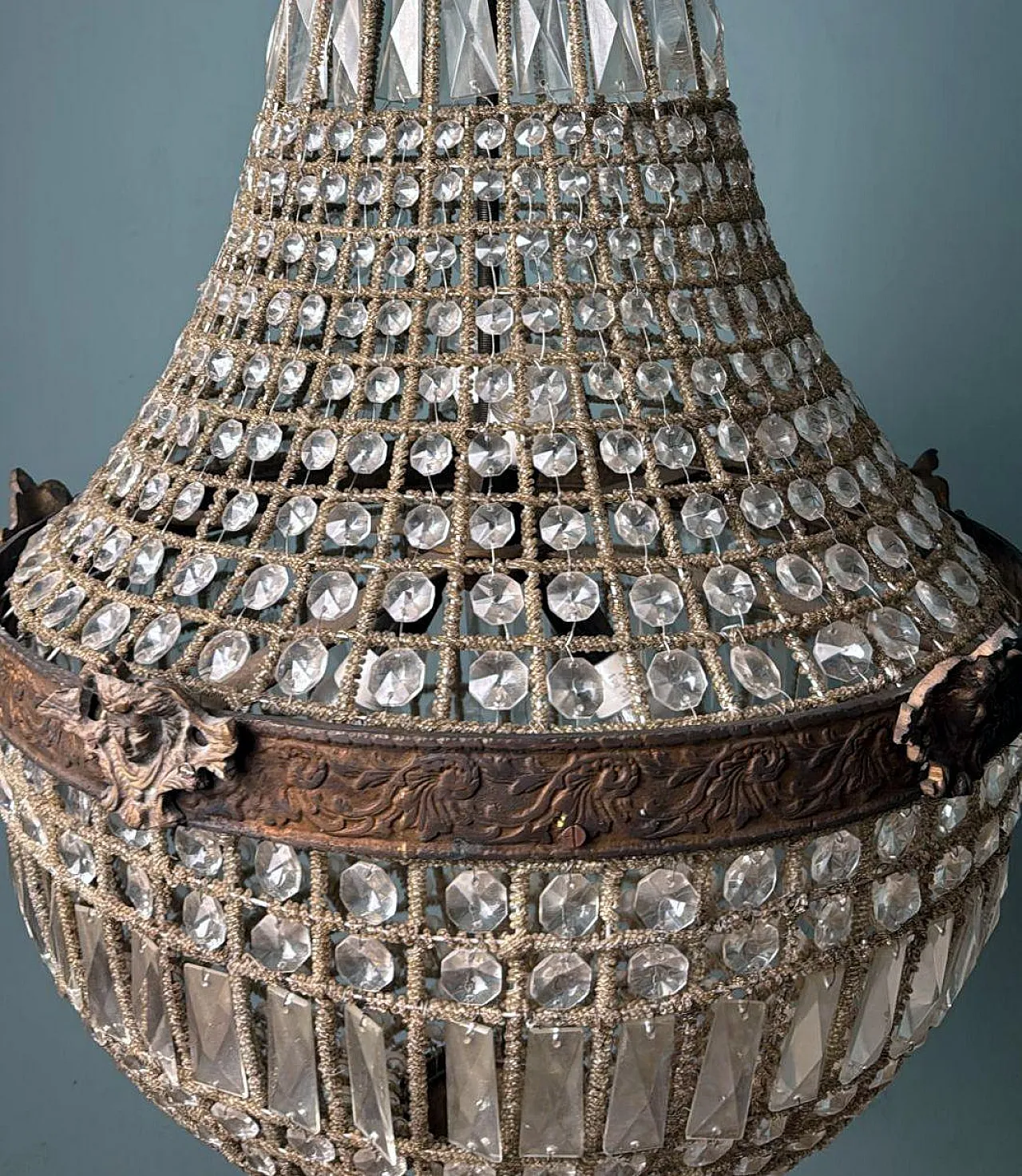 Louis XVI style crystal and brass balloon lamp, 1990s 8