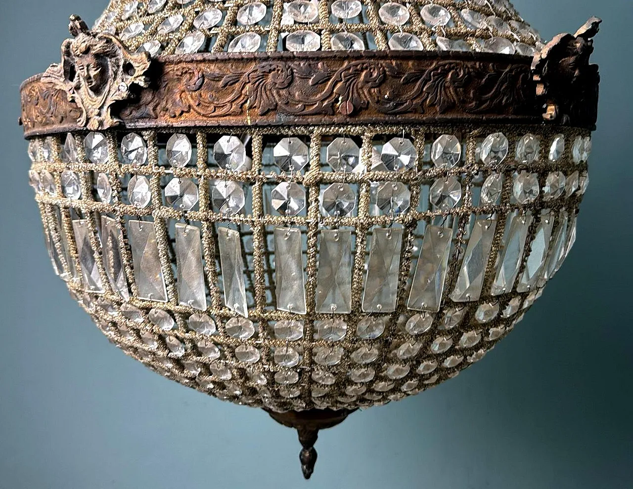 Louis XVI style crystal and brass balloon lamp, 1990s 10