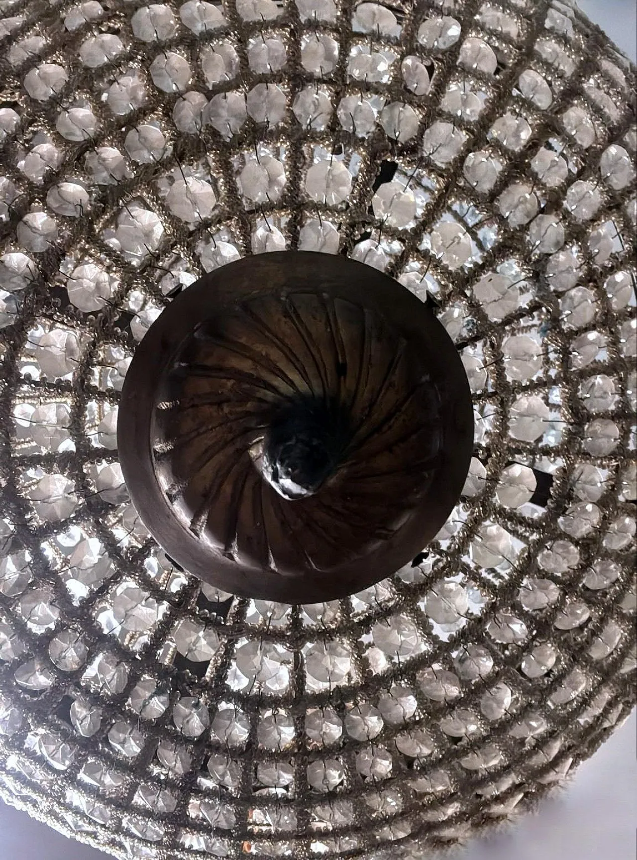 Louis XVI style crystal and brass balloon lamp, 1990s 11