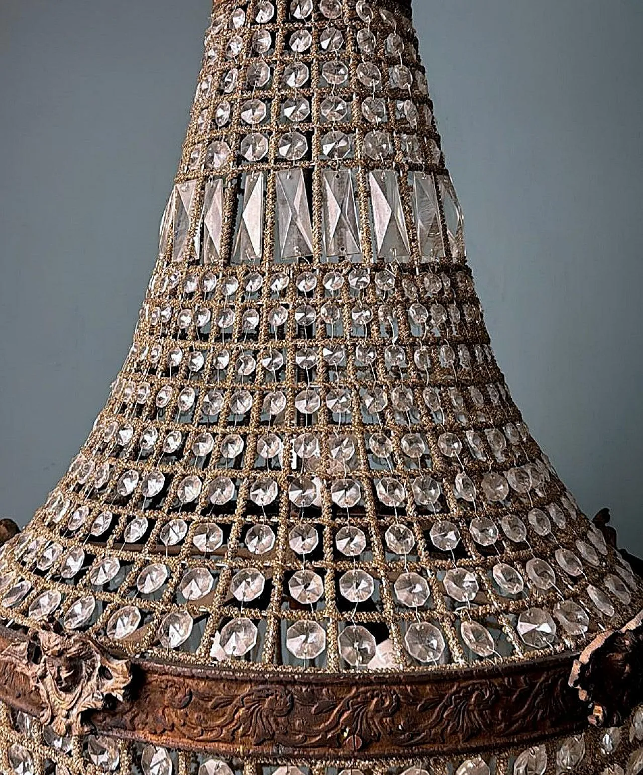 Louis XVI style crystal and brass balloon lamp, 1990s 12