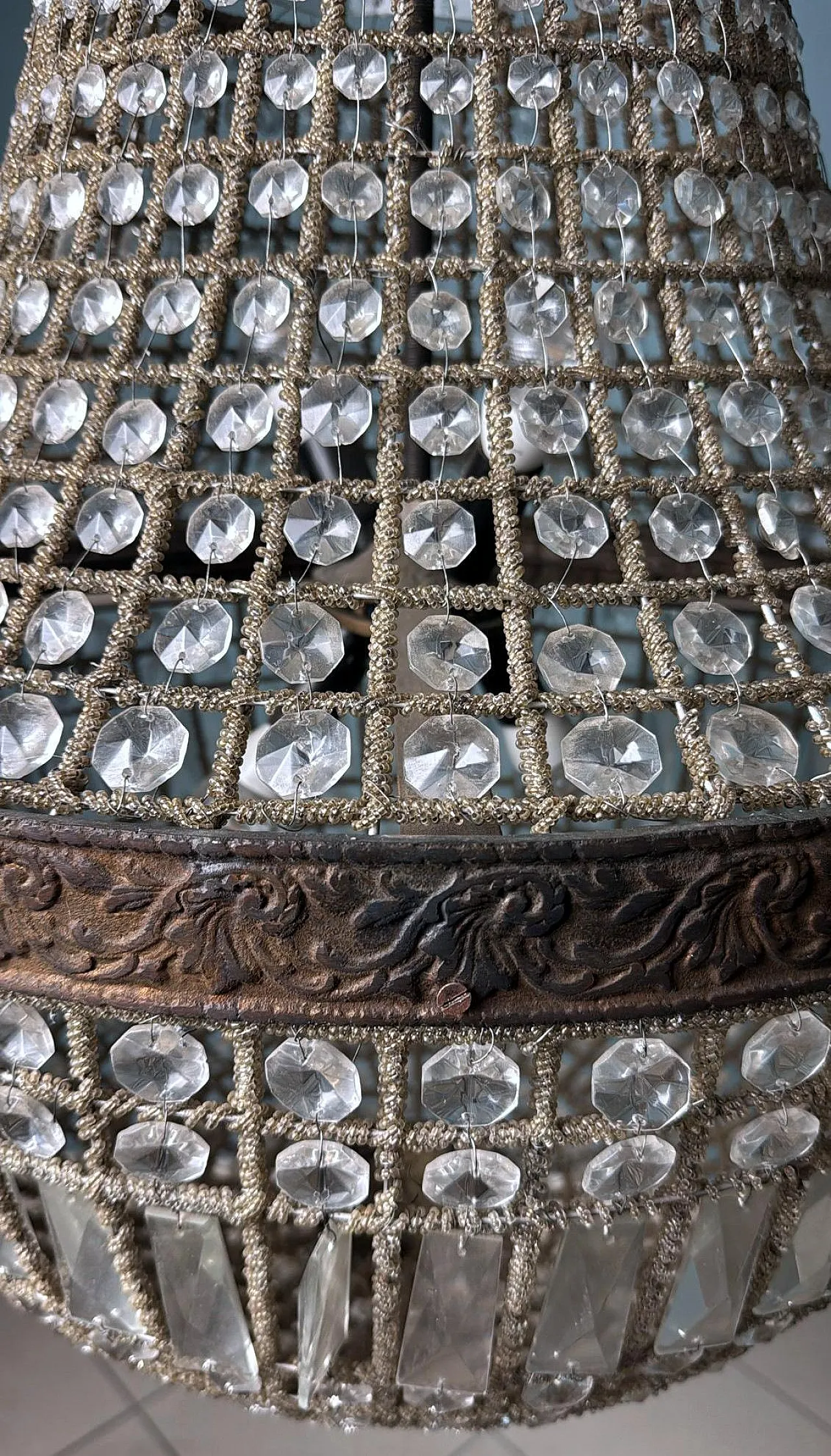 Louis XVI style crystal and brass balloon lamp, 1990s 14