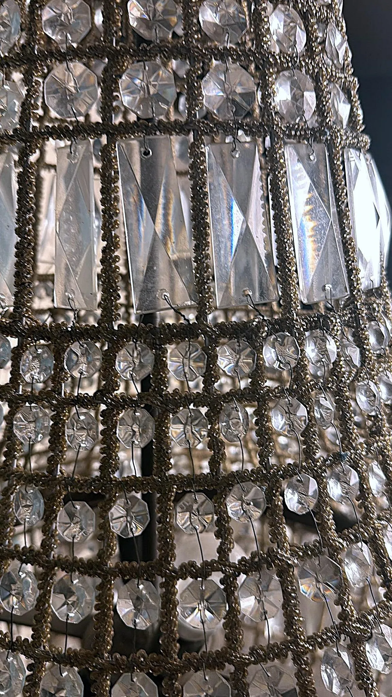 Louis XVI style crystal and brass balloon lamp, 1990s 15