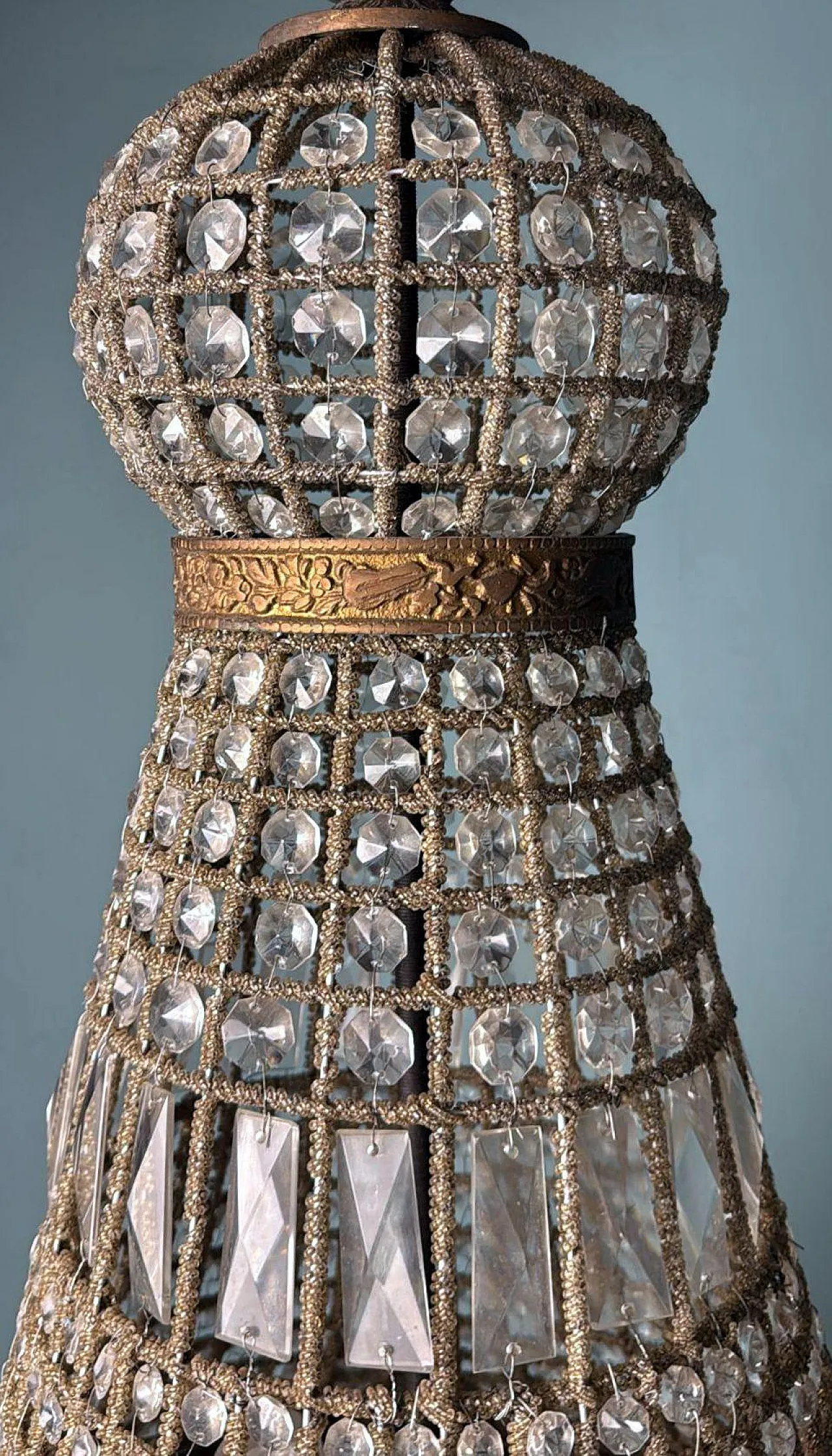 Louis XVI style crystal and brass balloon lamp, 1990s 17