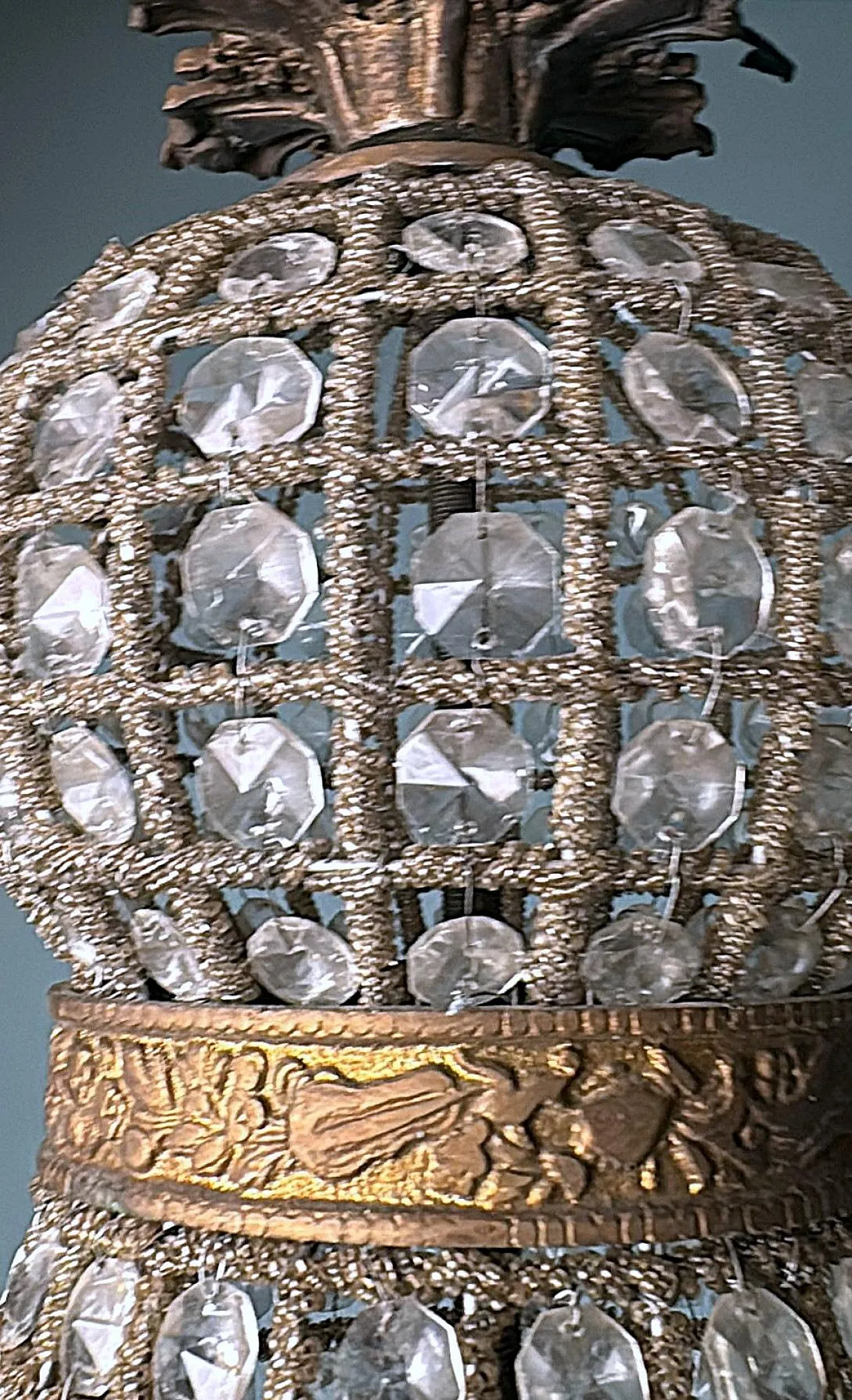 Louis XVI style crystal and brass balloon lamp, 1990s 18