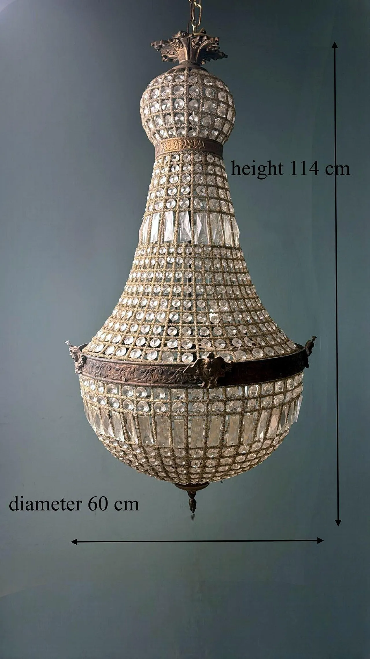 Louis XVI style crystal and brass balloon lamp, 1990s 20