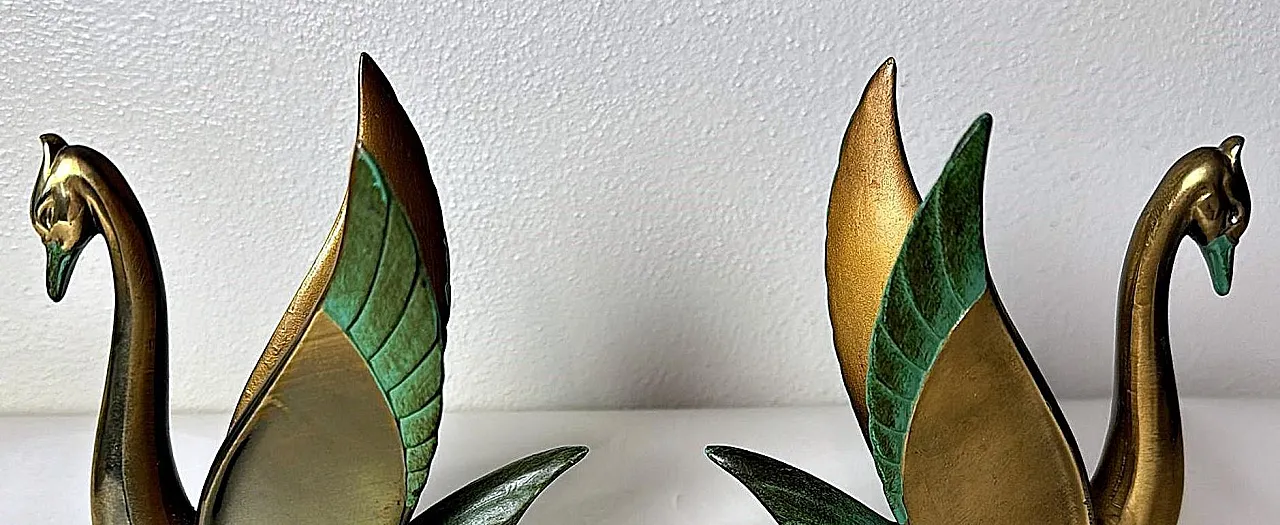 Coppia di reggilibri in ottone e marmo, anni '30 8