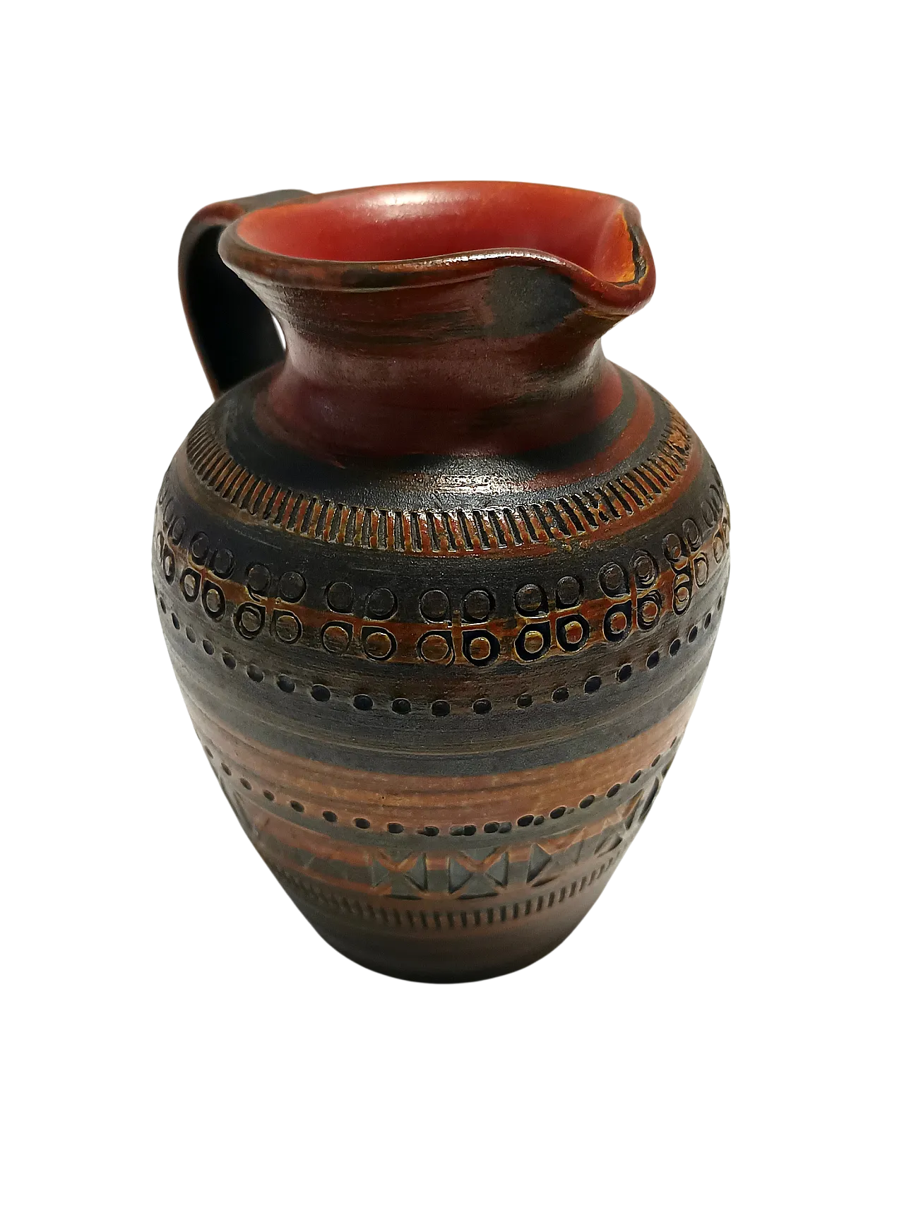 Brown lacquered terracotta pitcher by Aldo Londi for Bitossi, 60s 11