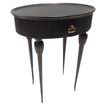 Nightstand oval black ebonized beech, 50s