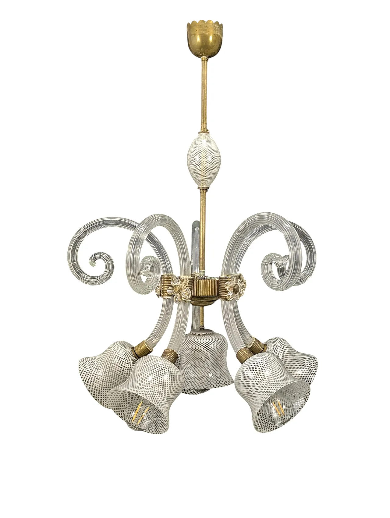 Lampadario da soffitto Barovier e Toso in vetro di Murano, anni '40 1