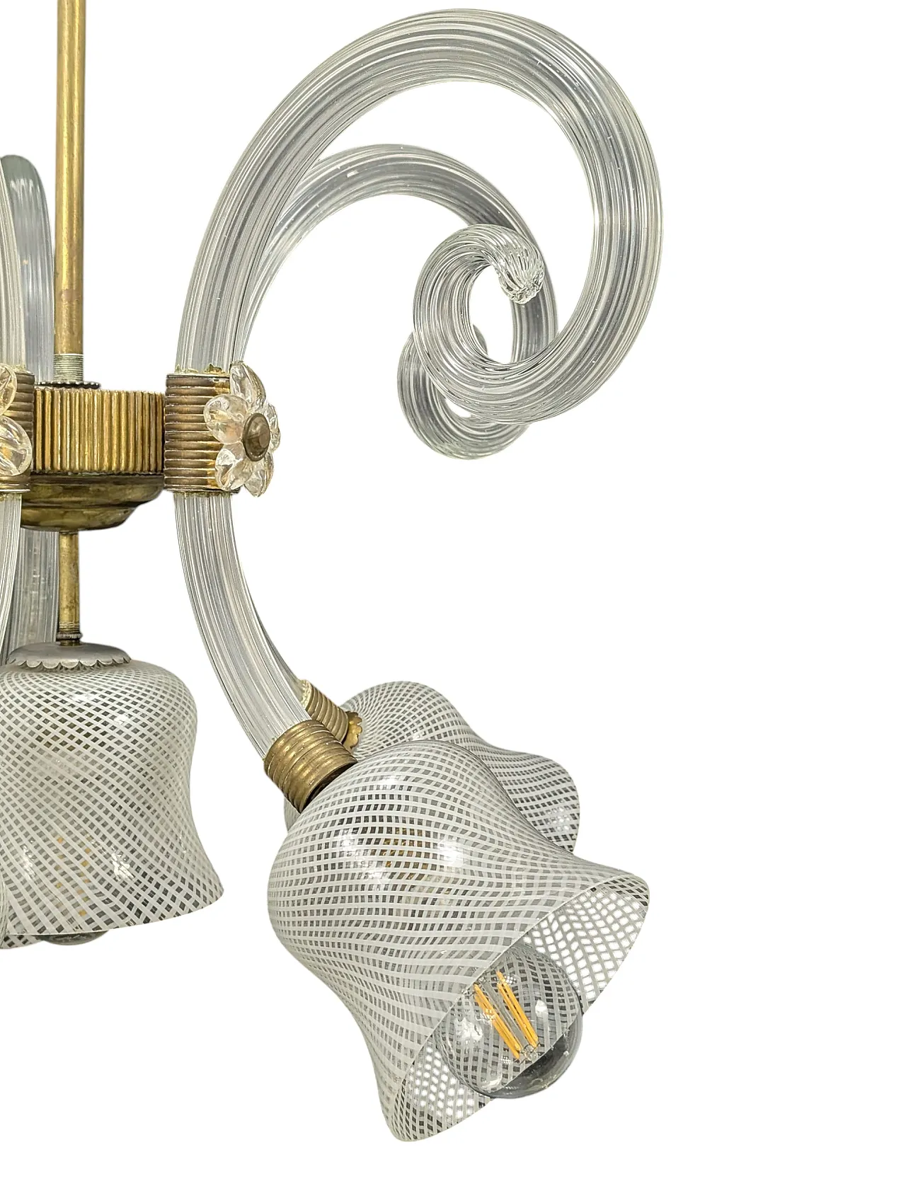 Lampadario da soffitto Barovier e Toso in vetro di Murano, anni '40 2