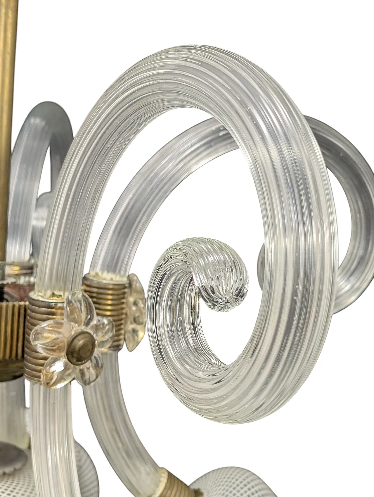Lampadario da soffitto Barovier e Toso in vetro di Murano, anni '40 4