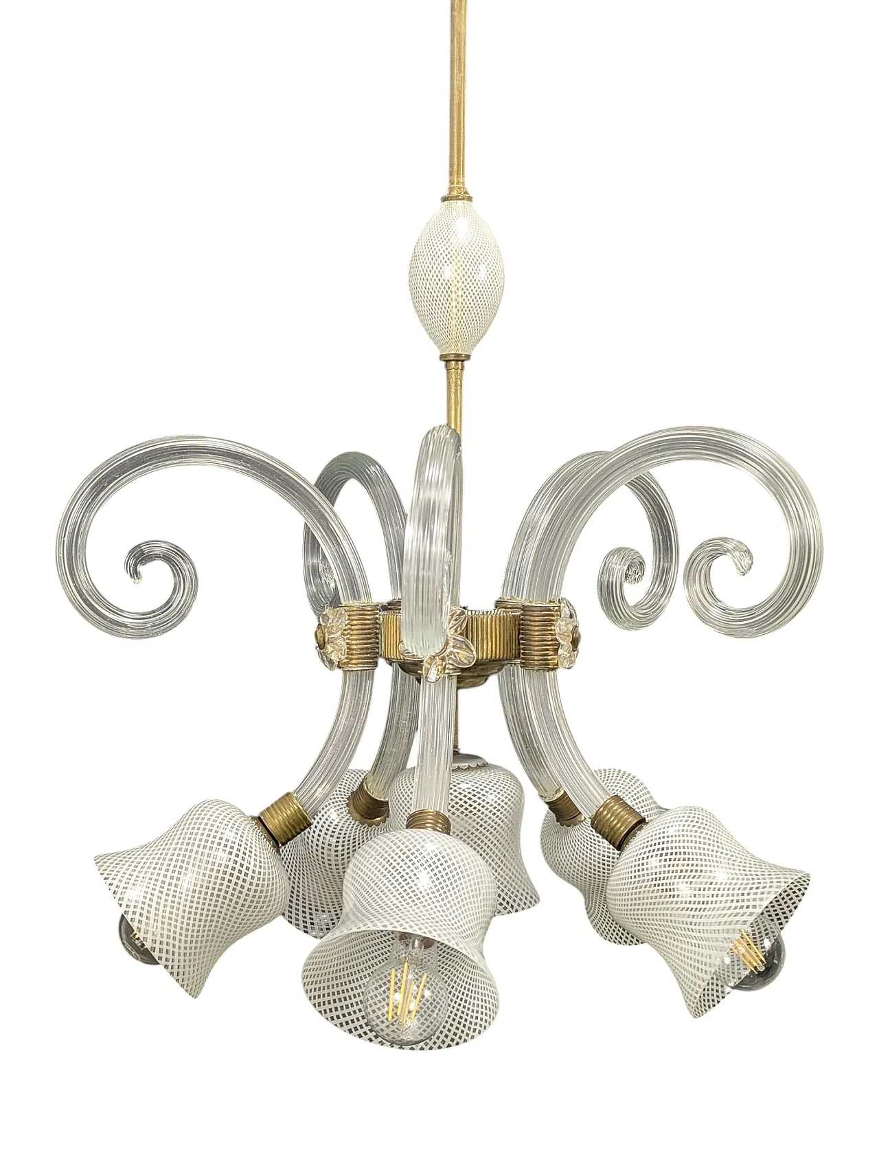 Lampadario da soffitto Barovier e Toso in vetro di Murano, anni '40 7