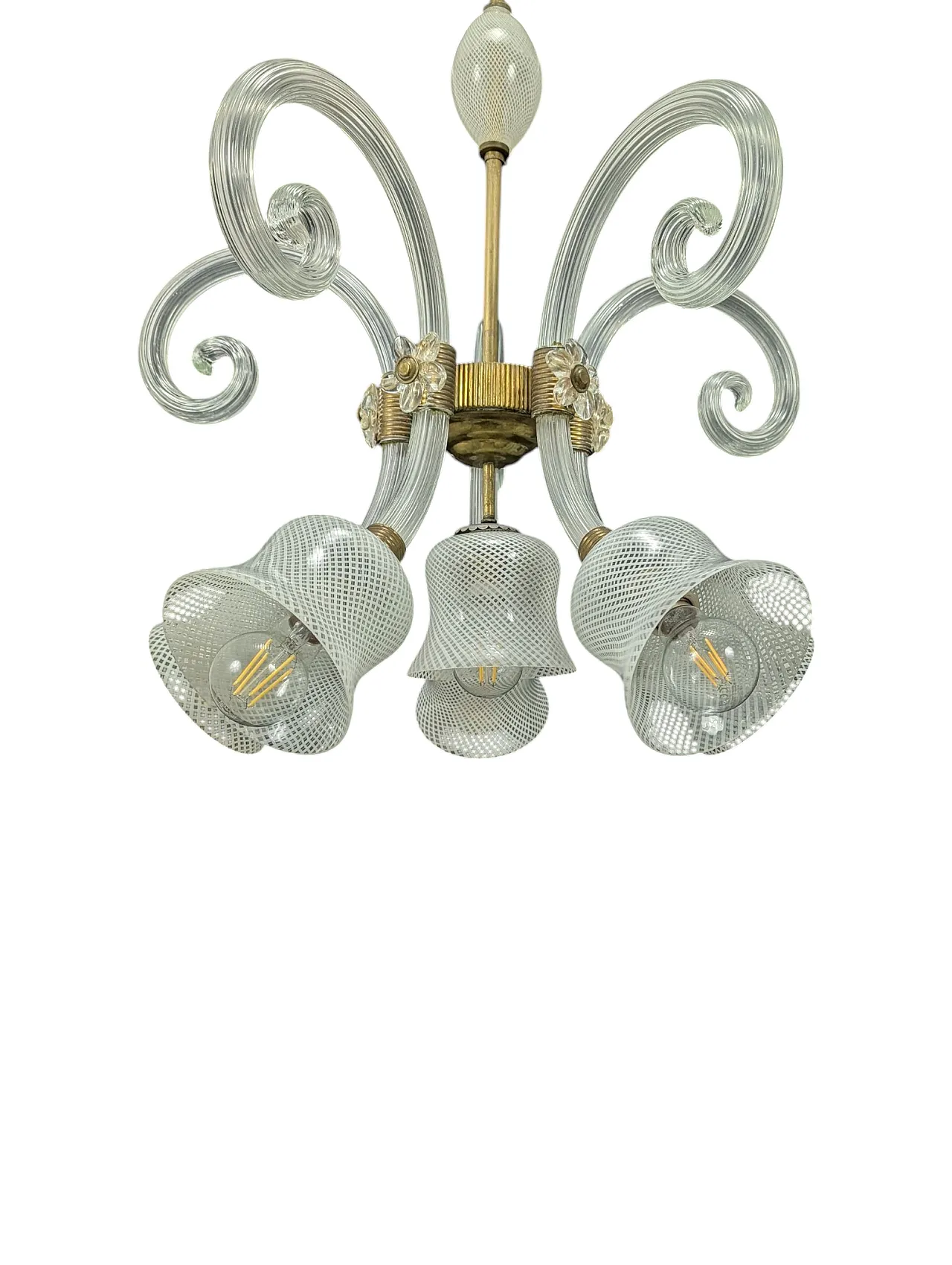 Lampadario da soffitto Barovier e Toso in vetro di Murano, anni '40 10