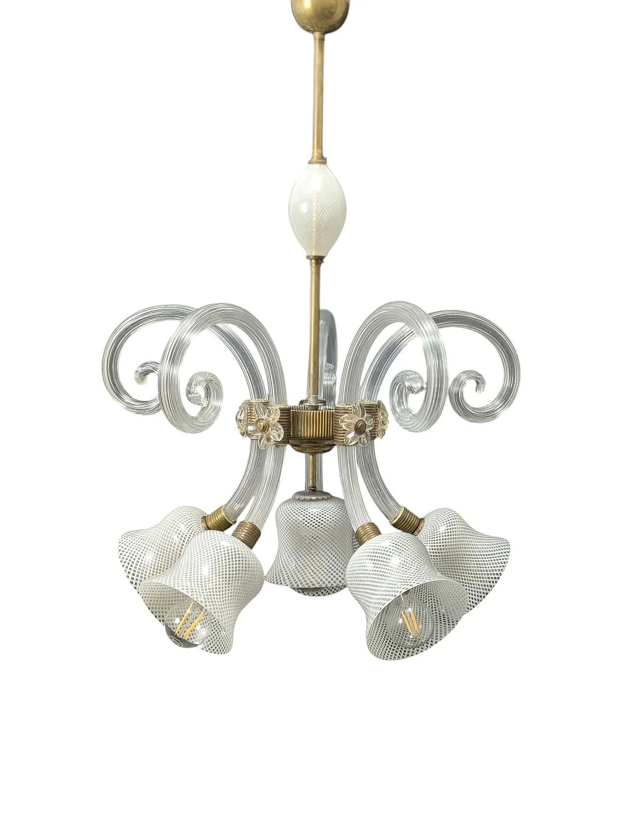 Lampadario da soffitto Barovier e Toso in vetro di Murano, anni '40 13