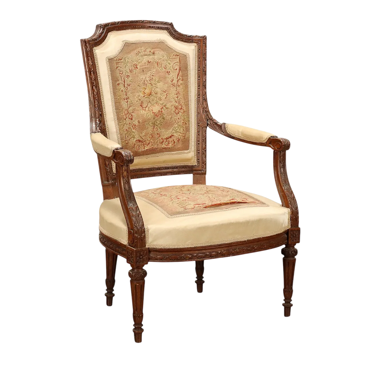 Painted beech and walnut armchair, 19th century 10
